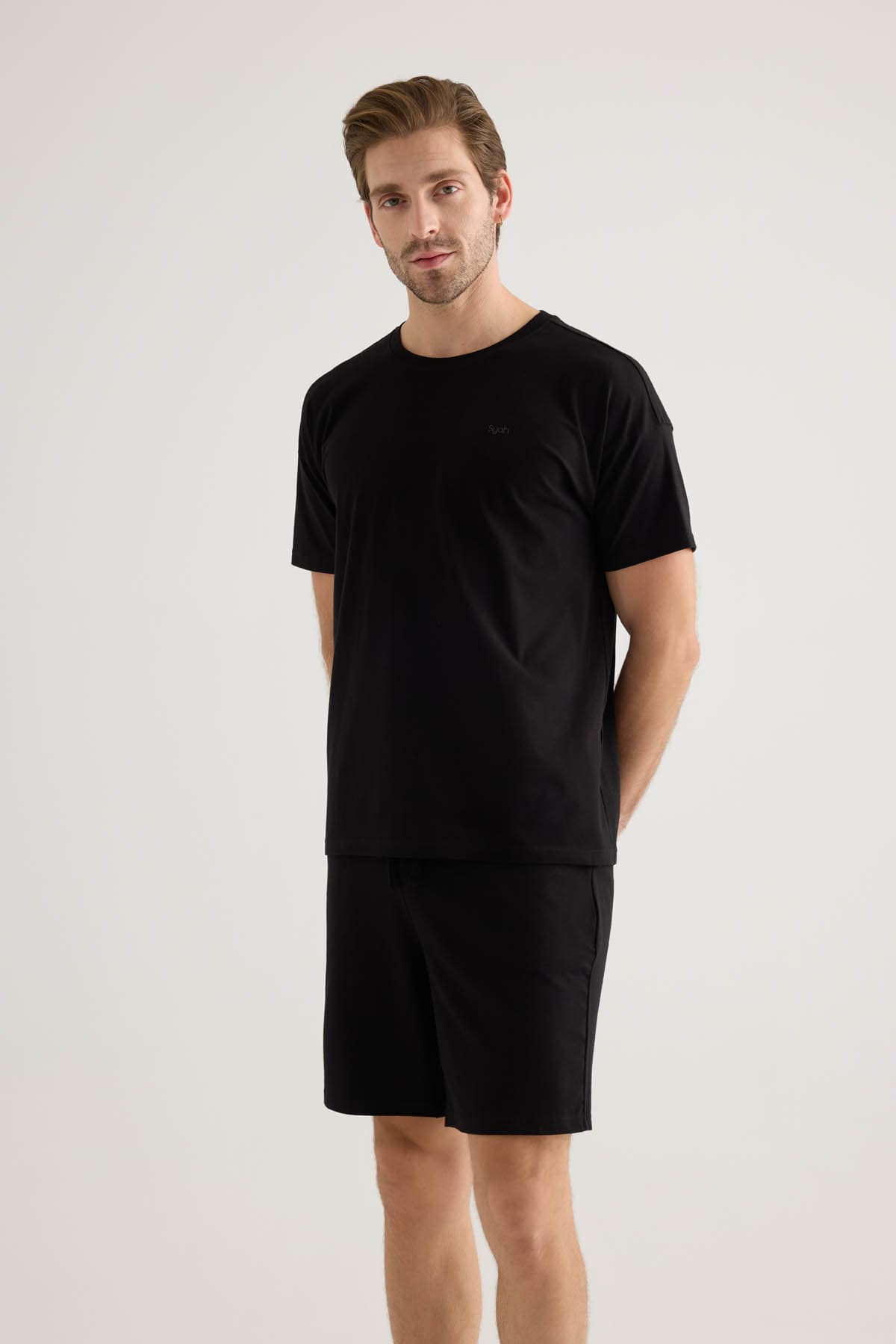 Men's Black Cotton Pajama Set — view 3
