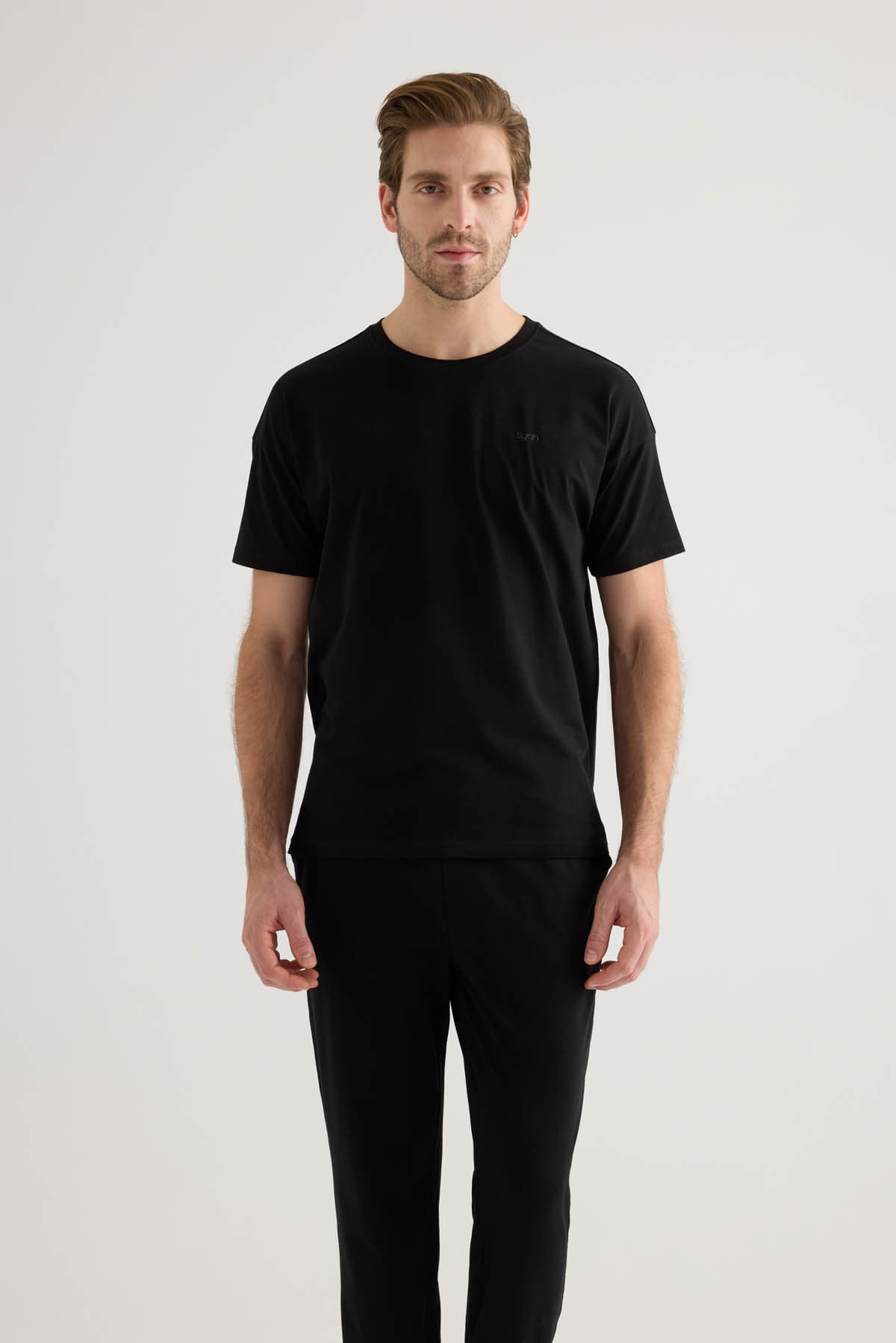 Men's Black Cotton Pajama Set — view 4