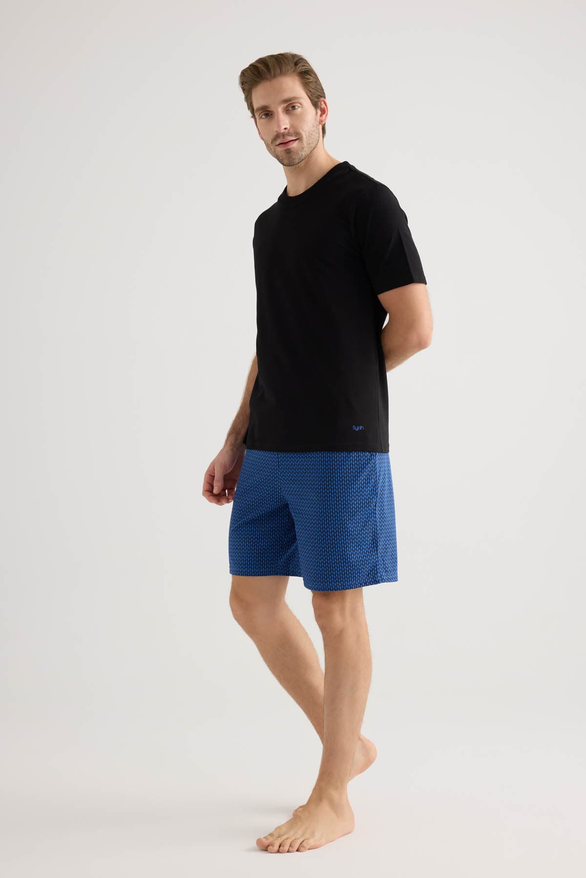 Men's Black Cotton Pajama Set — view 2