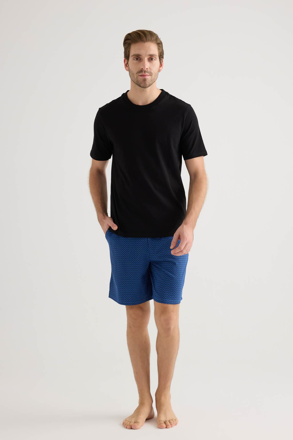 Men's Black Cotton Pajama Set — view 3