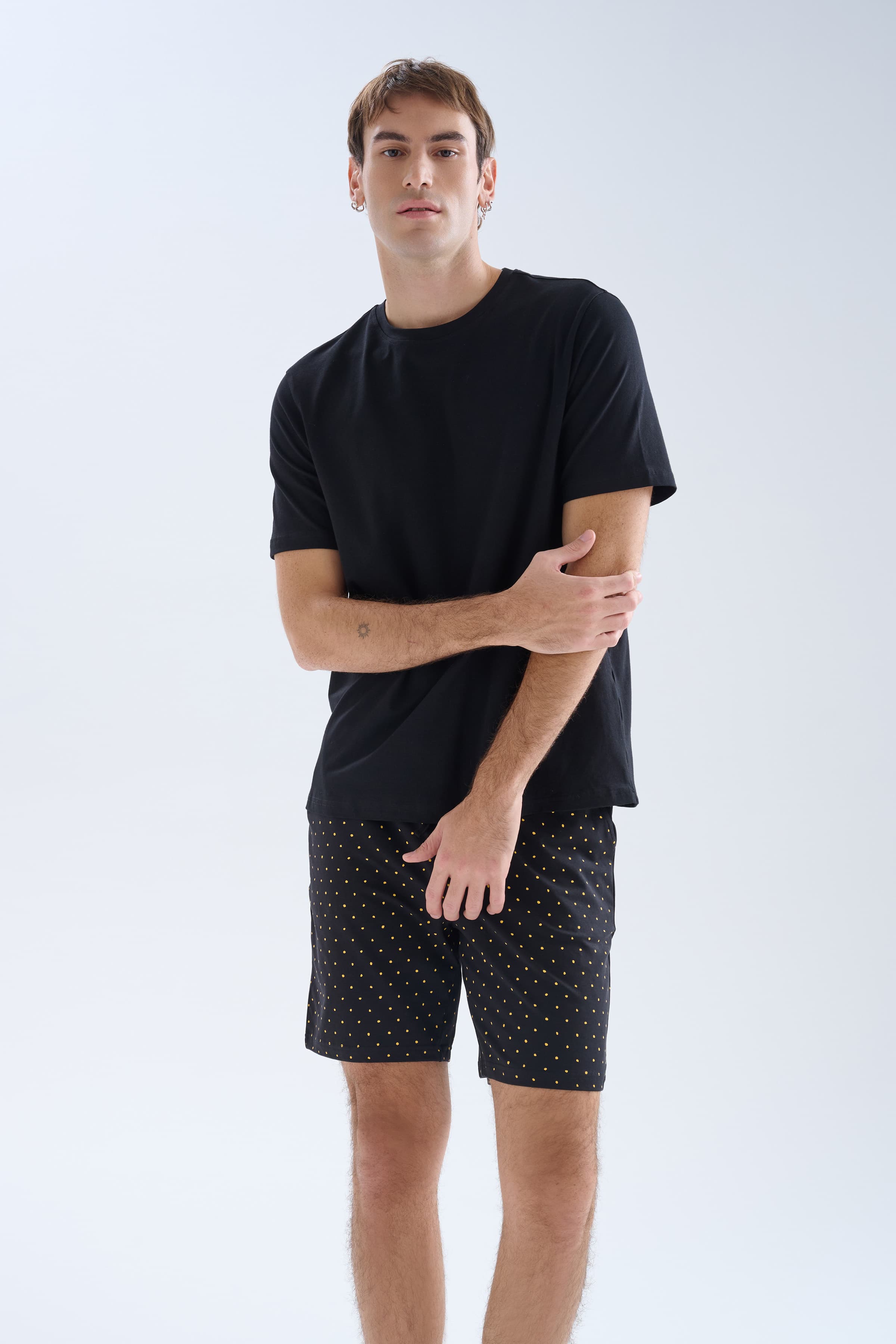 Men's Black Cotton Pajama Set — view 1