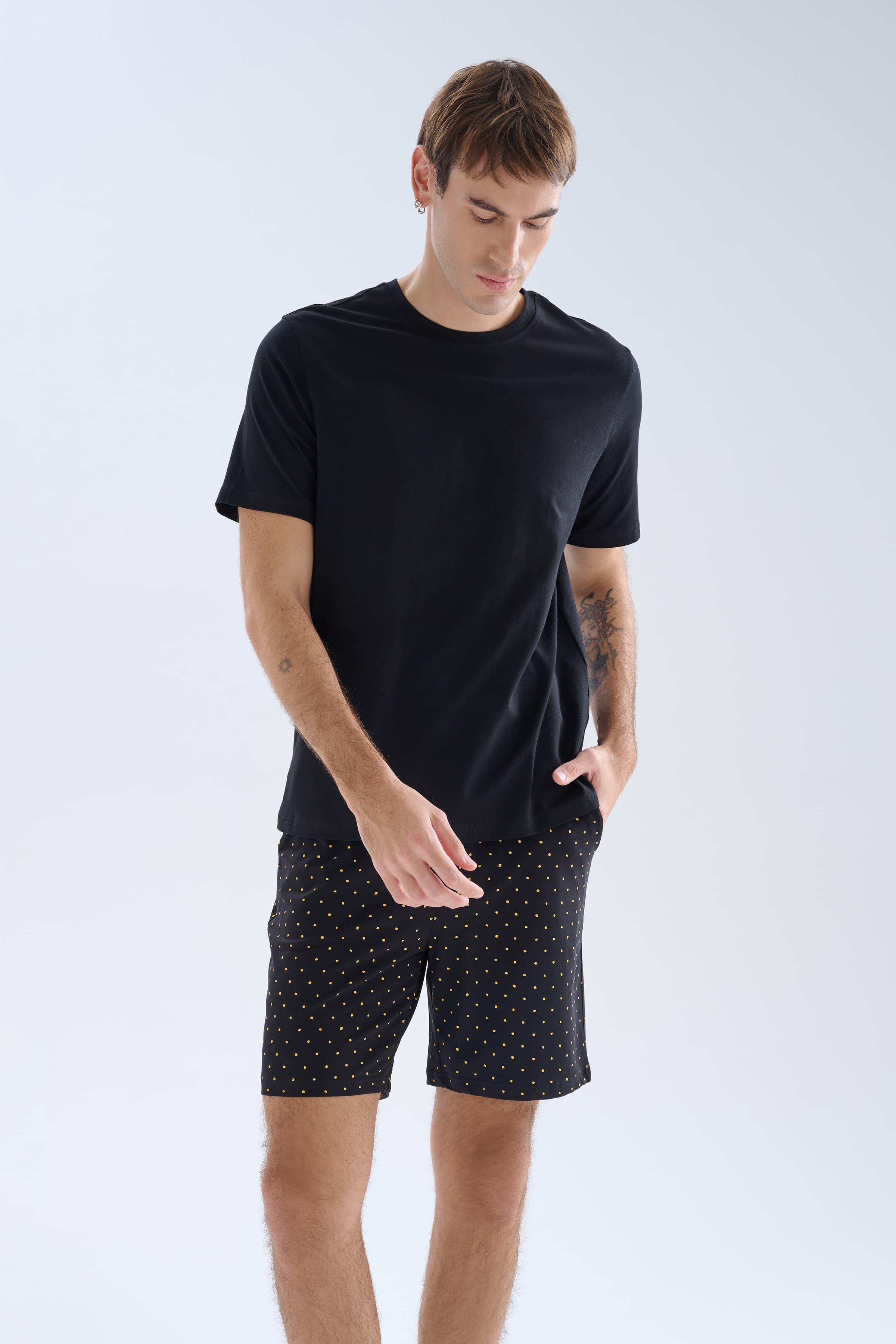 Men's Black Cotton Pajama Set — view 2