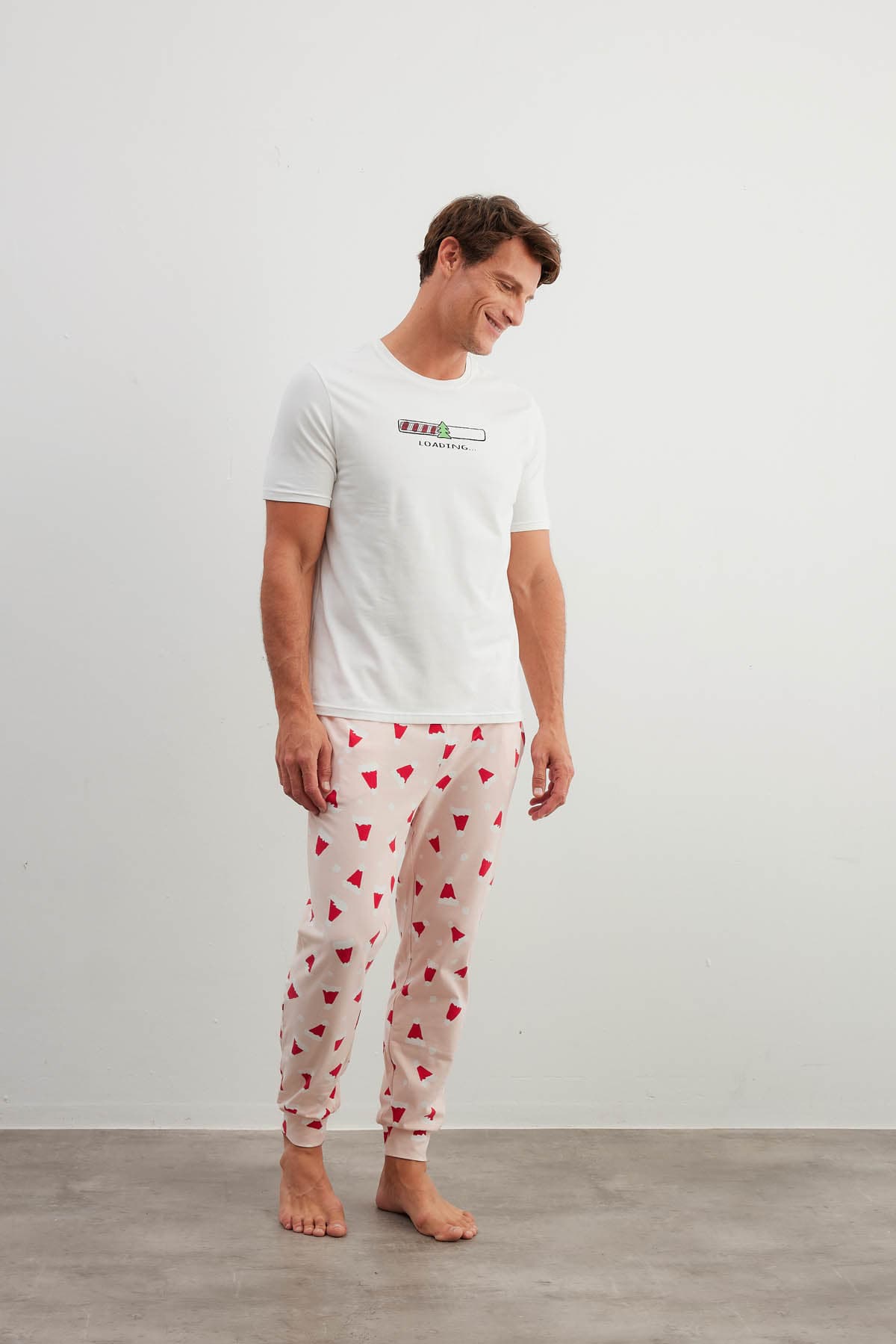 Men's Ecru Cotton Pajama Set — view 2