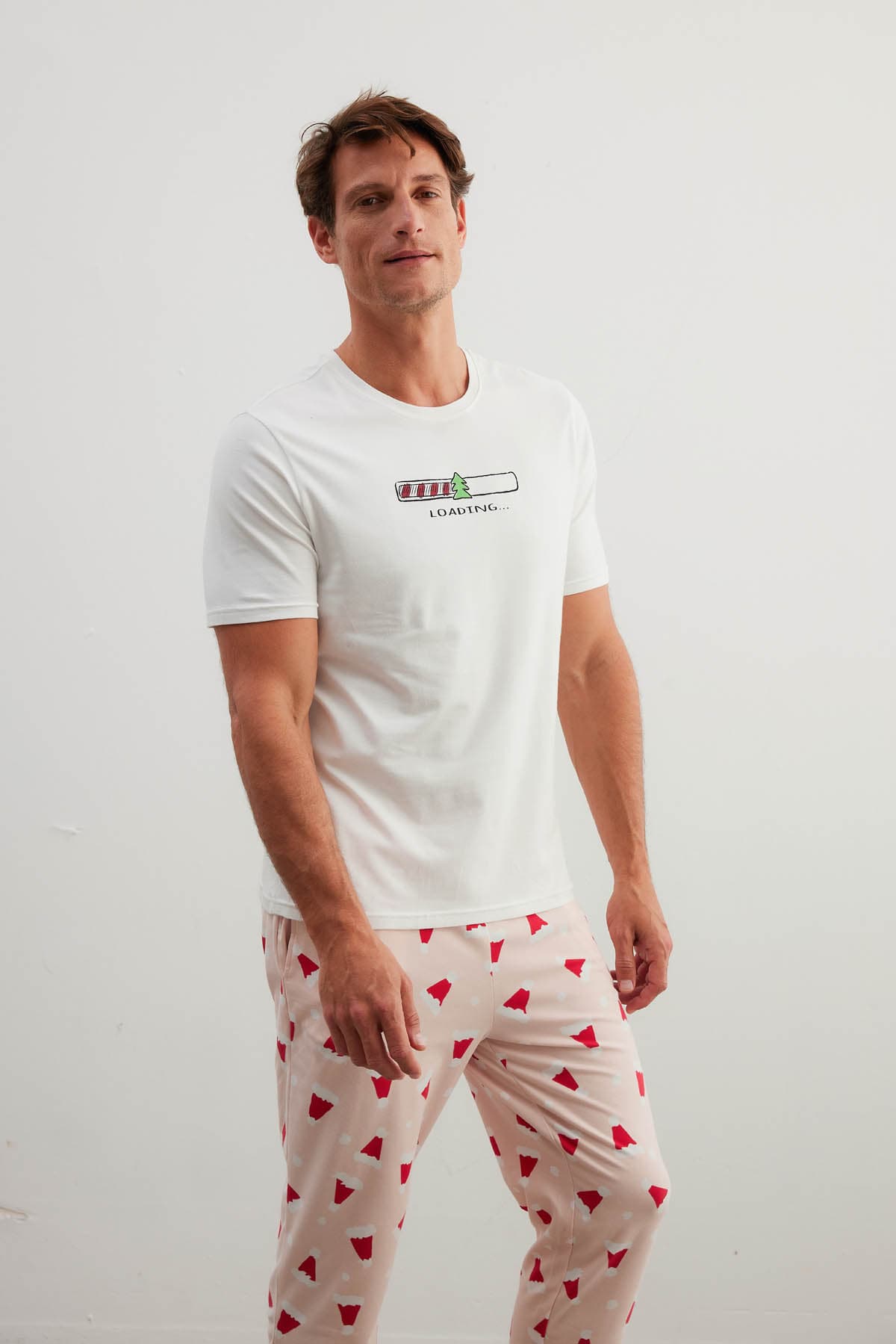 Men's Ecru Cotton Pajama Set — view 3