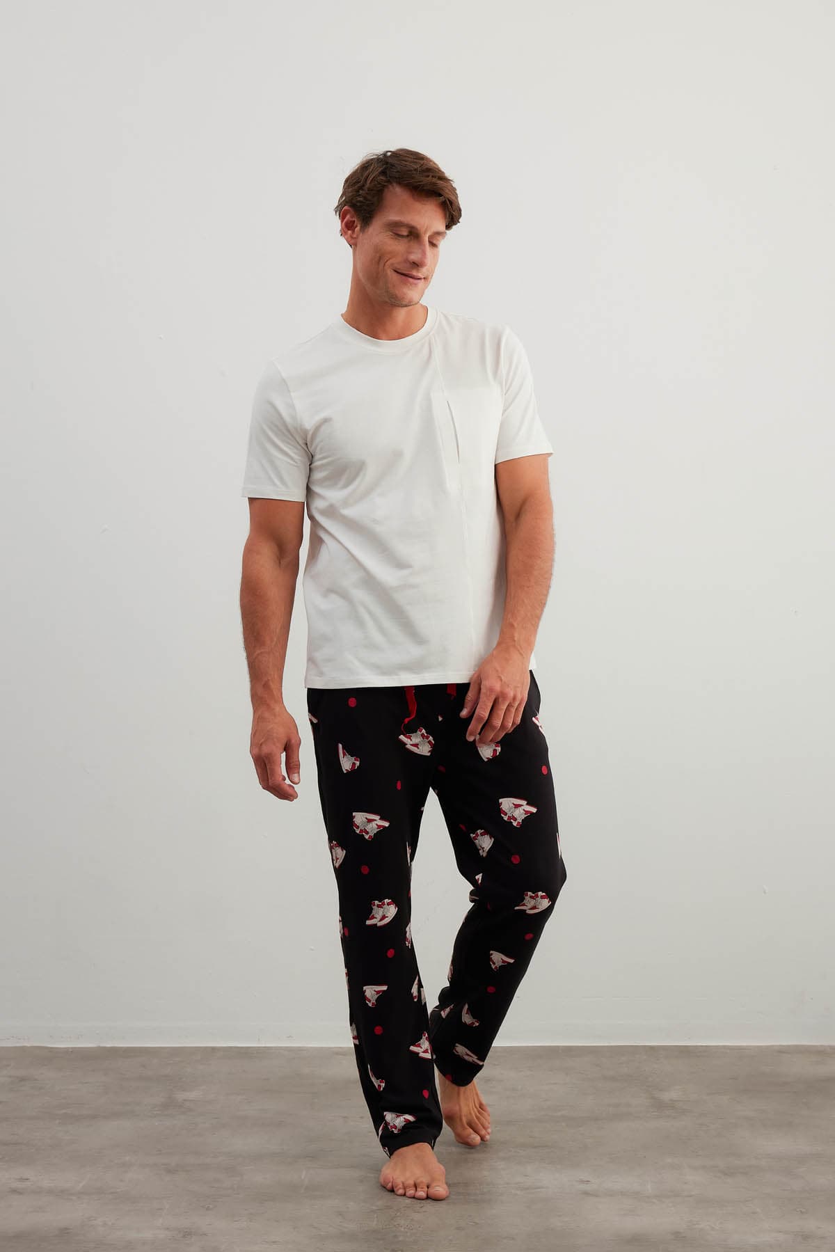Men's Ecru Cotton Pajama Set — view 1