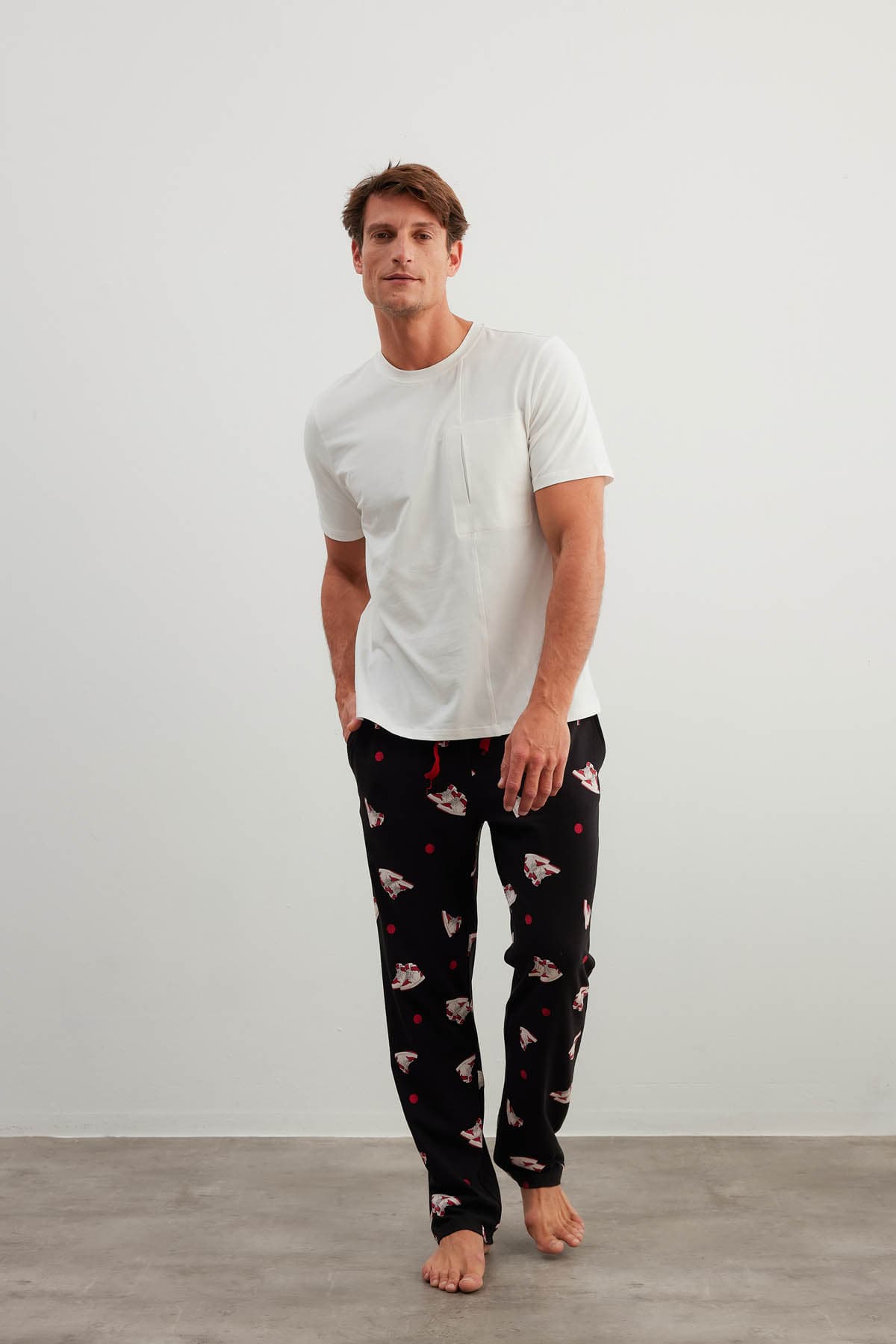 Men's Ecru Cotton Pajama Set — view 2