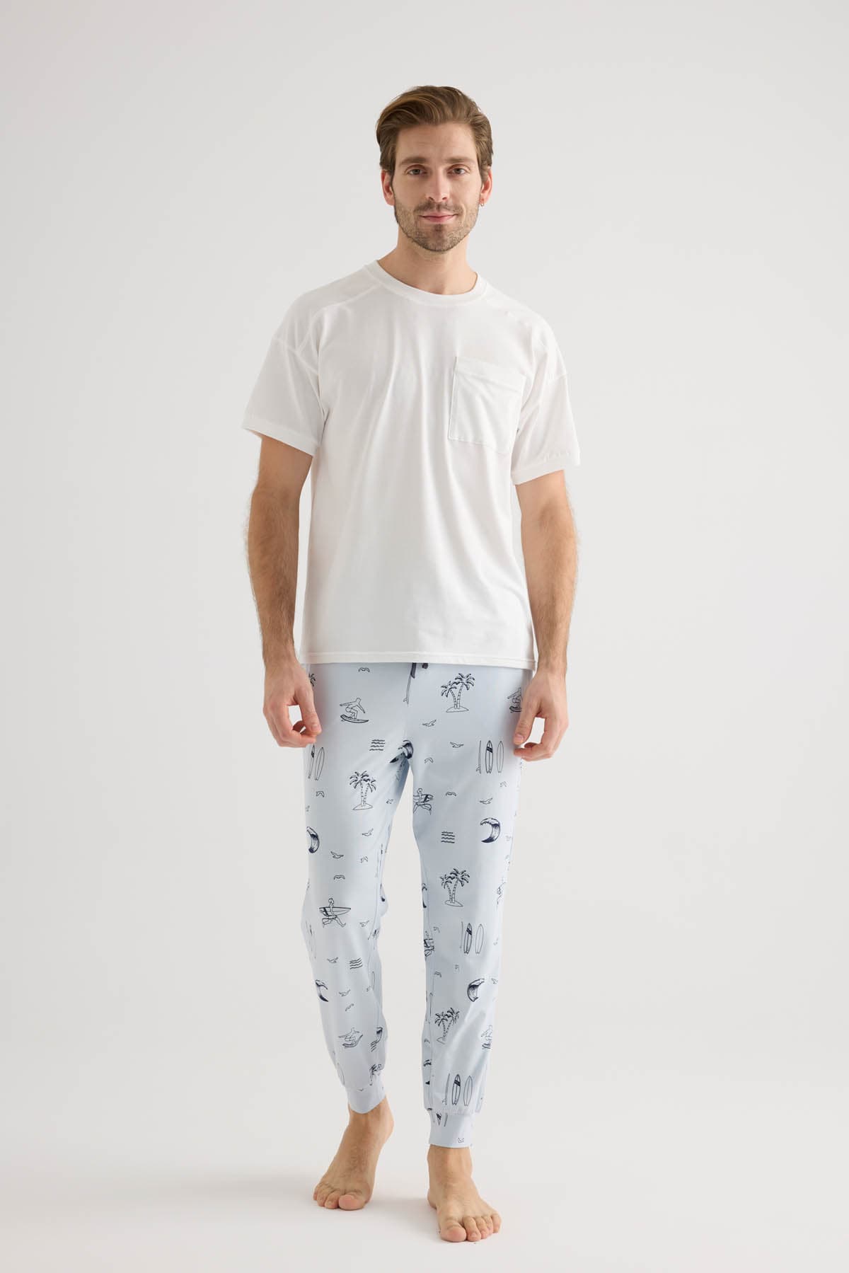 Men's Ecru Cotton Pajama Set — view 2