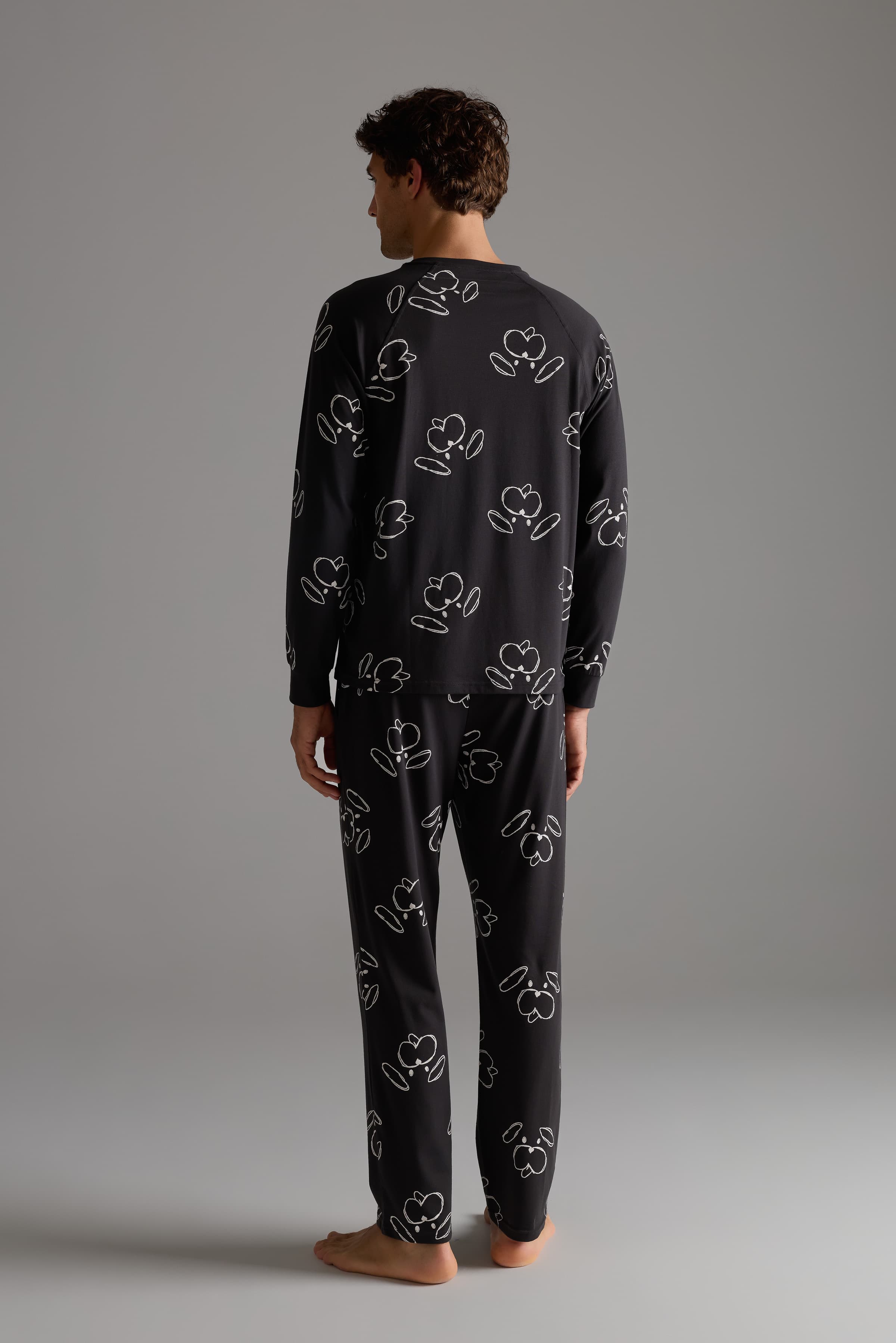 Men's Ecru Printed Cotton Pajama Set — view 4