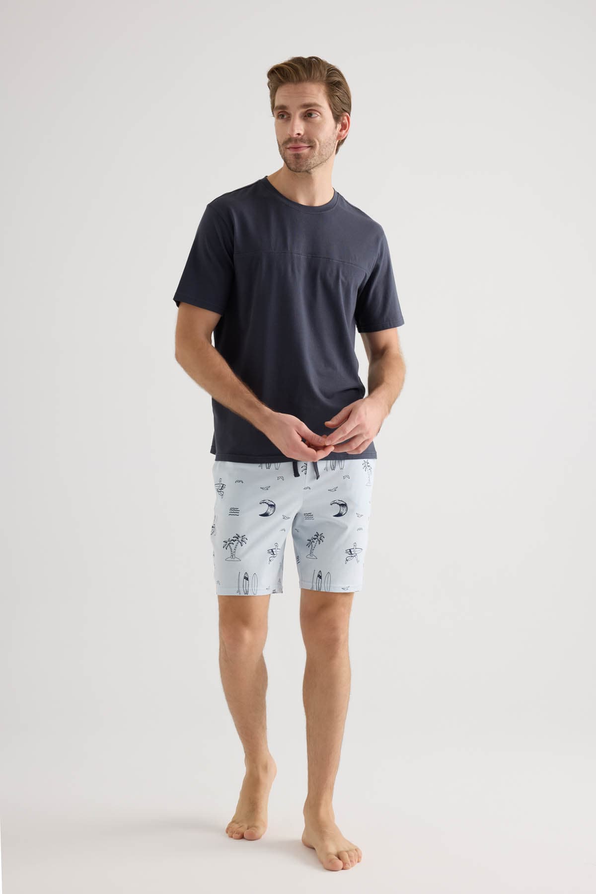 Men's Navy Cotton Pajama Set — view 1
