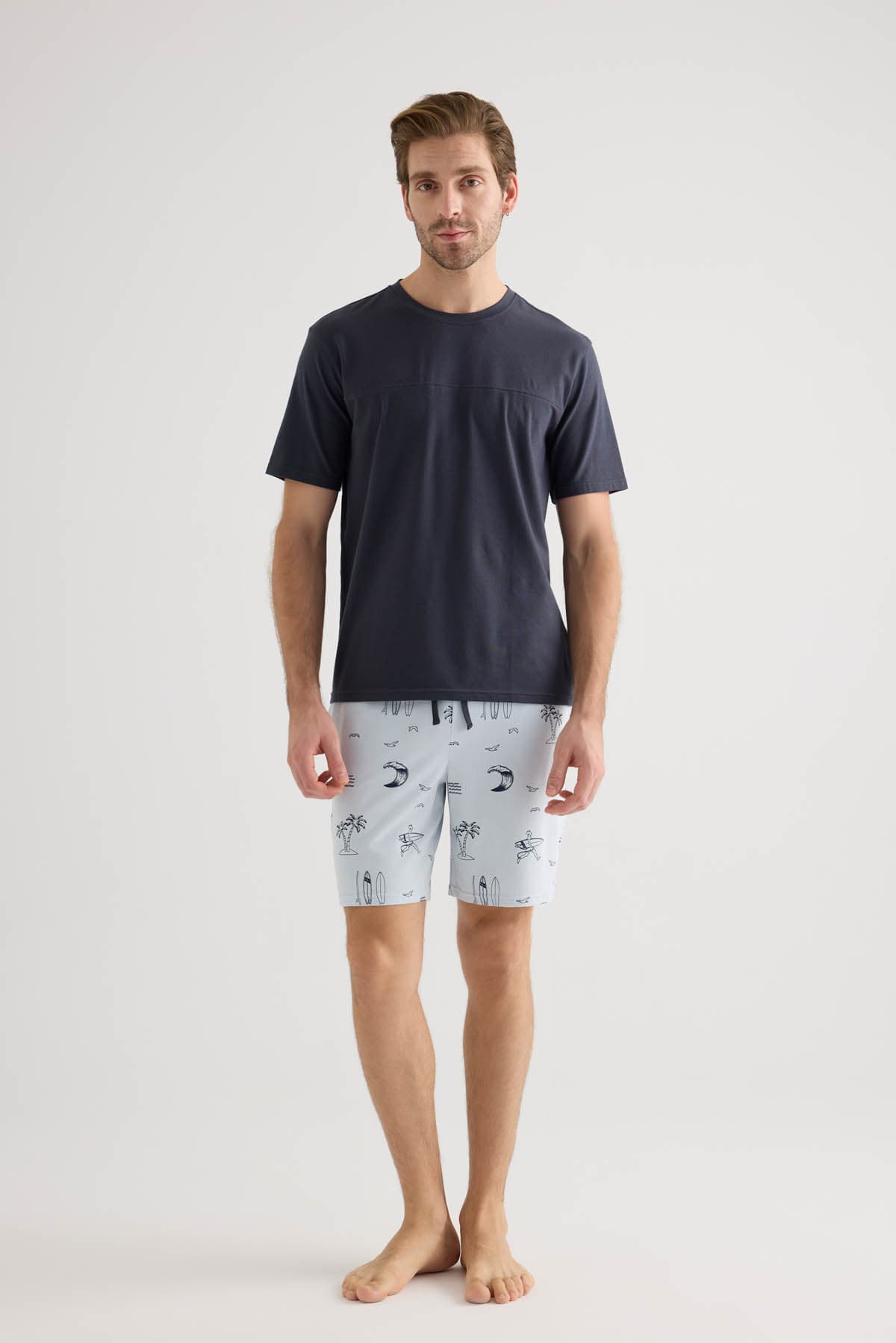 Men's Navy Cotton Pajama Set — view 2