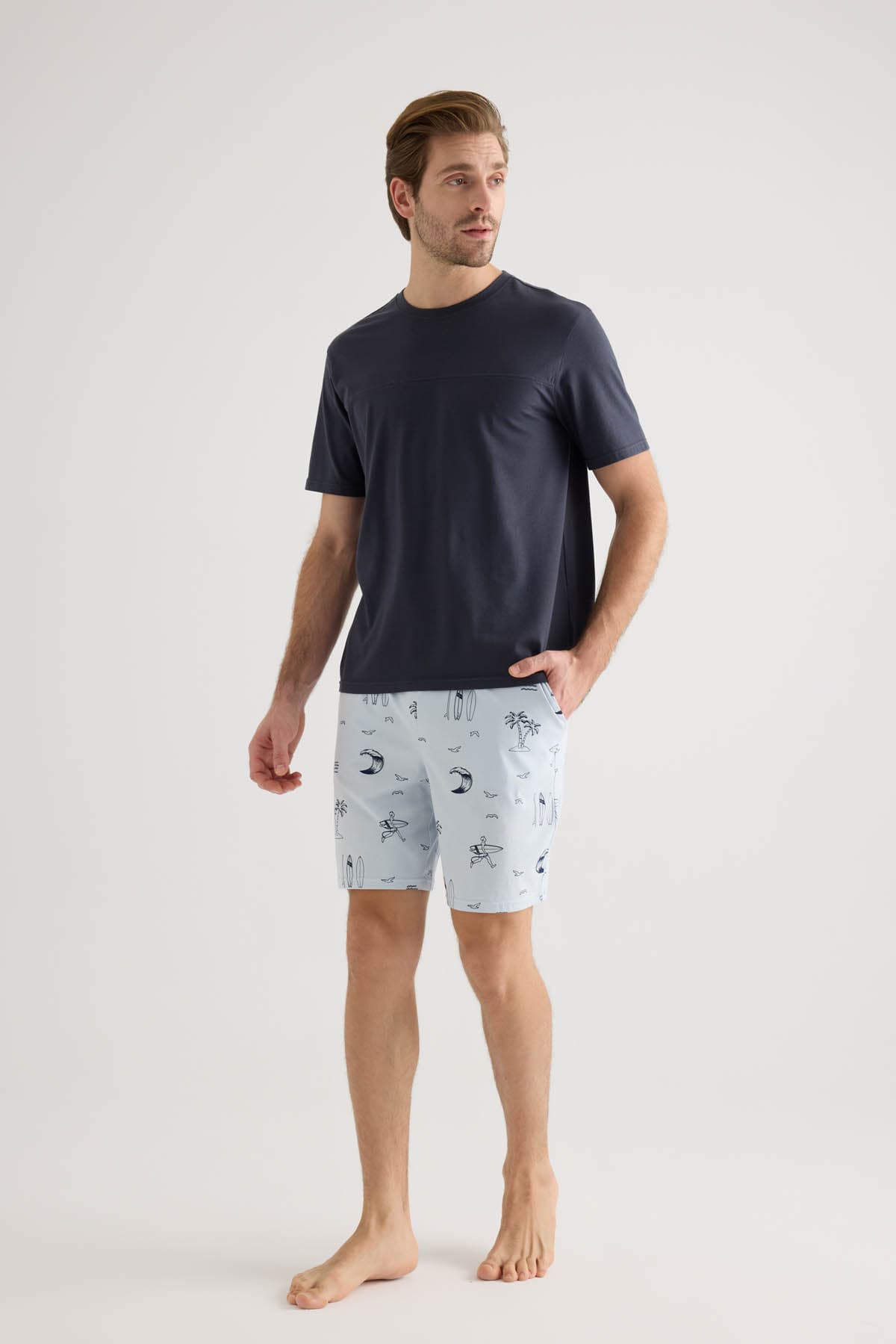Men's Navy Cotton Pajama Set — view 3