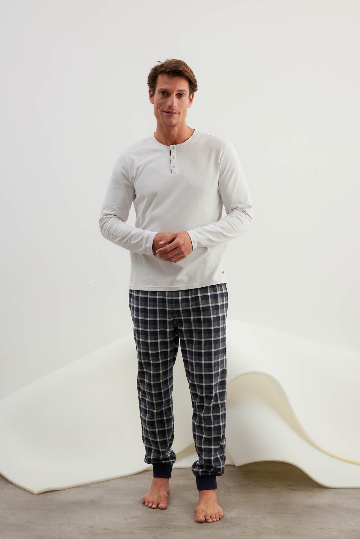 Men's Neutral Cotton Pajama Set — view 3