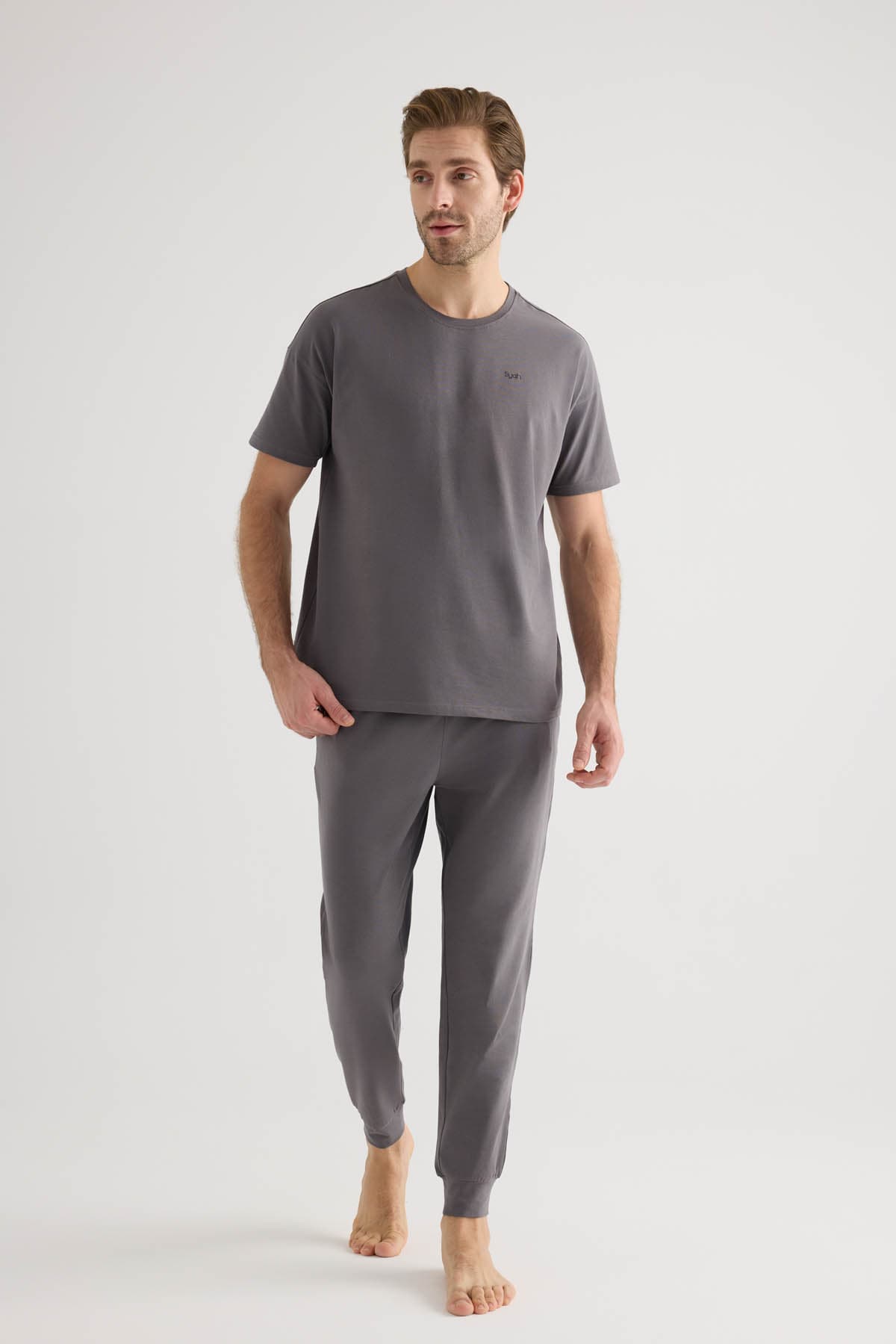 Men's Neutral Cotton Pajama Set — view 1