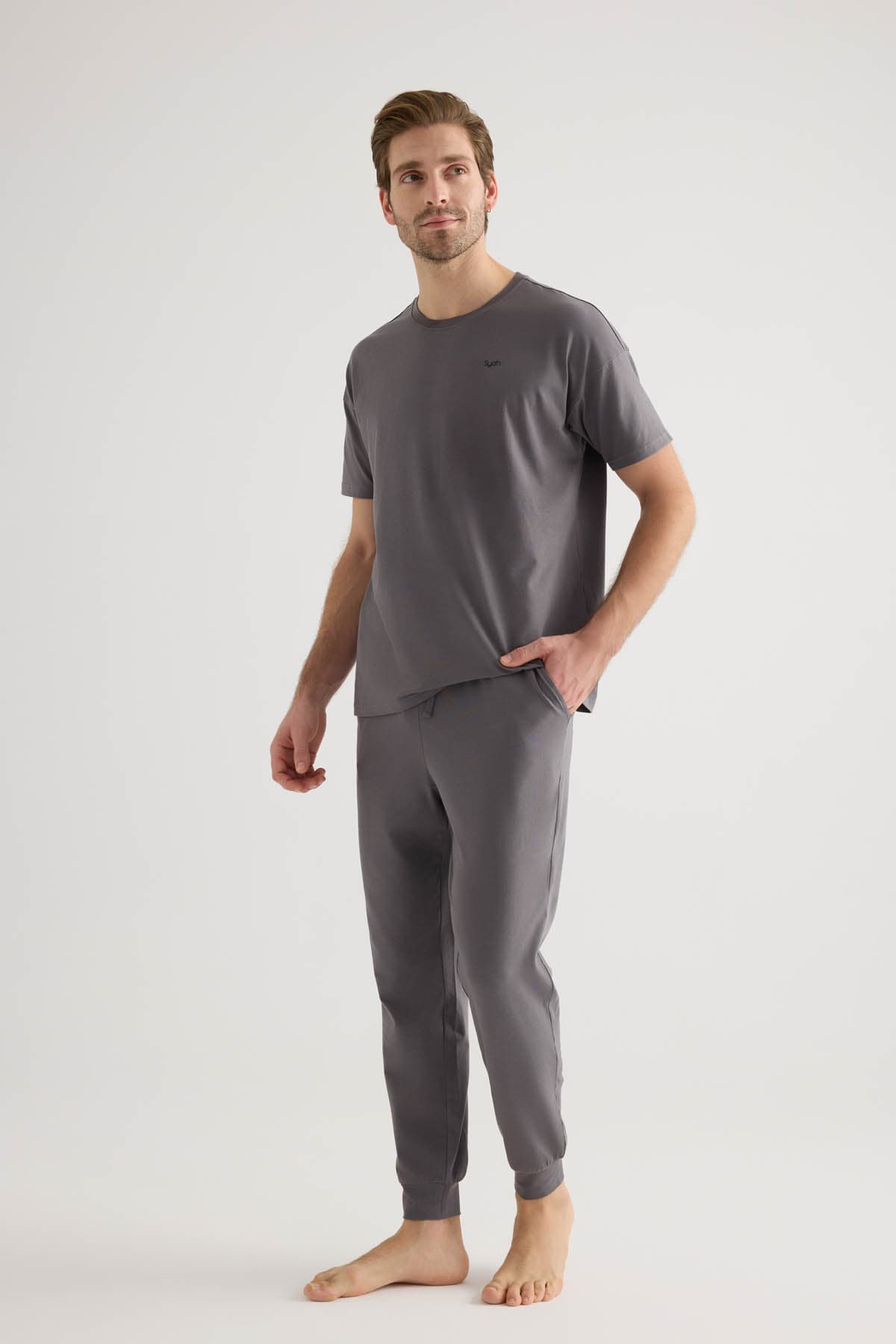 Men's Neutral Cotton Pajama Set — view 2