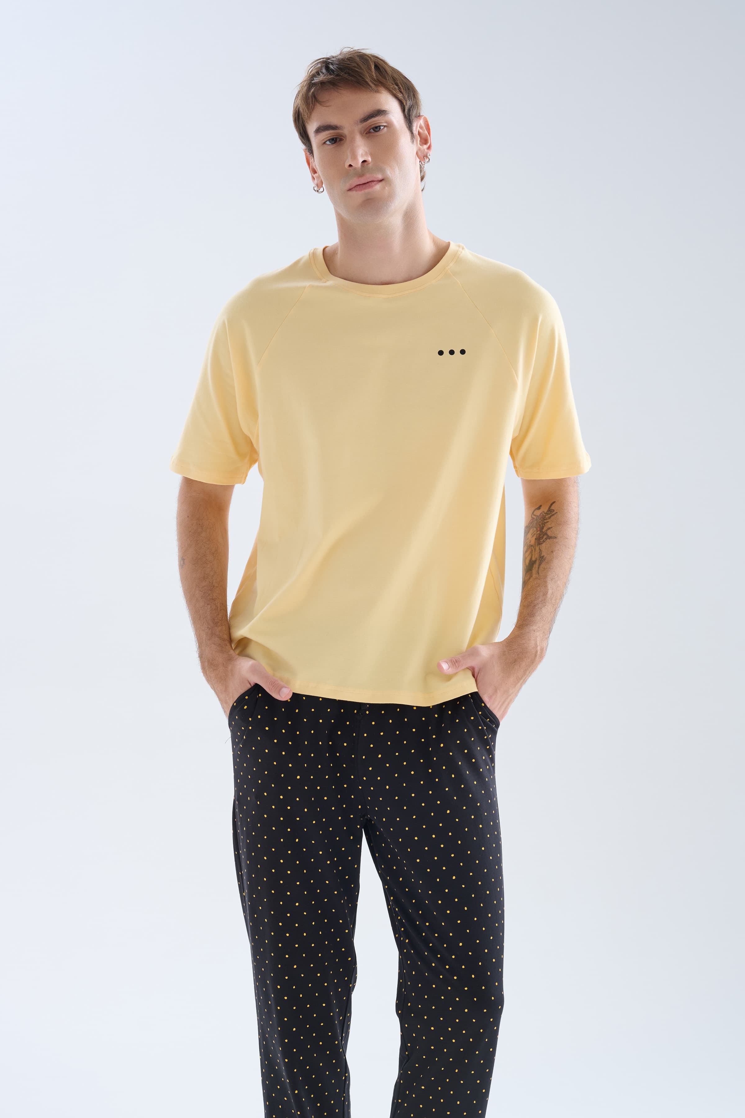Men's Neutral Cotton Pajama Set — view 4