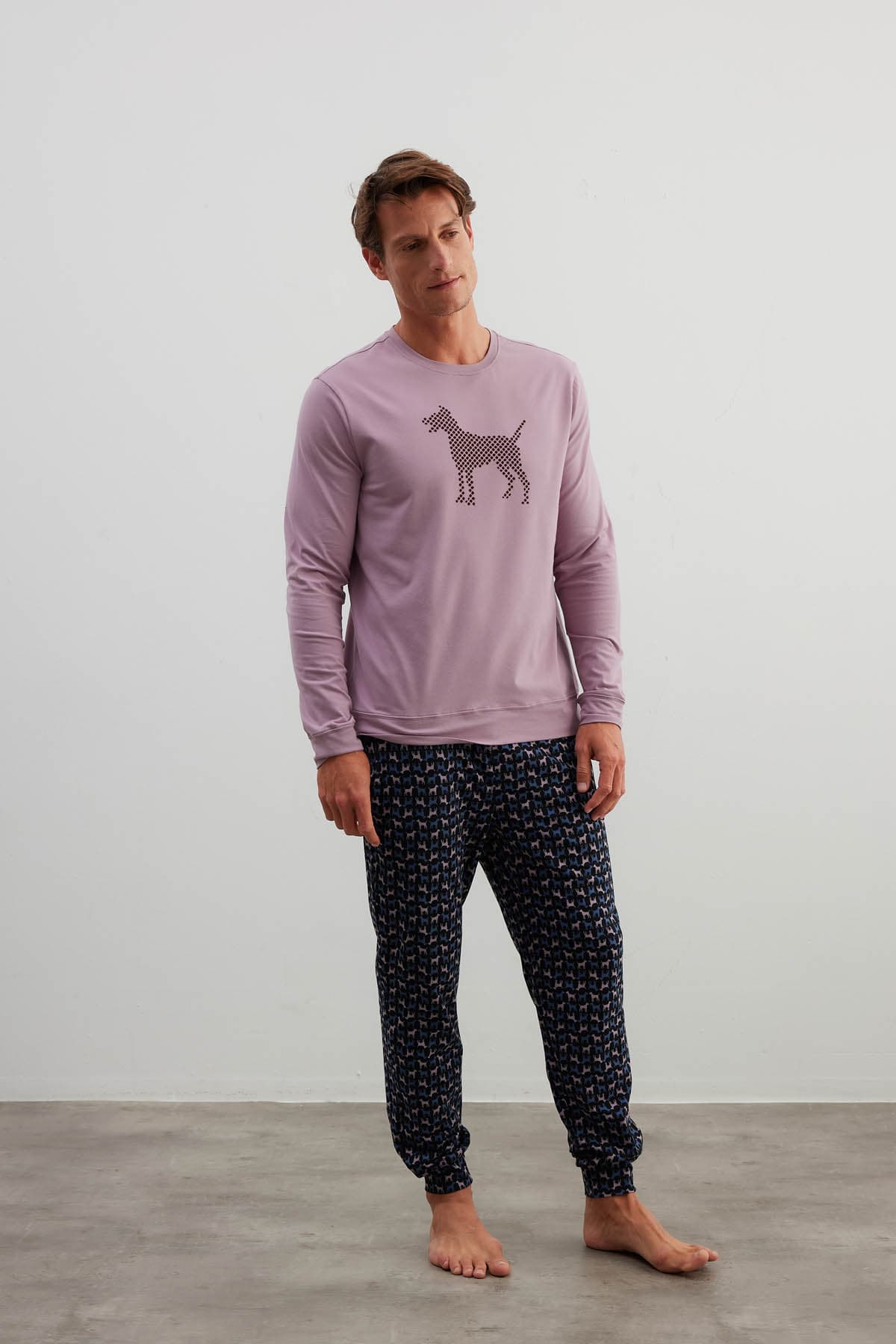 Men's Pink Cotton Pajama Set — view 1