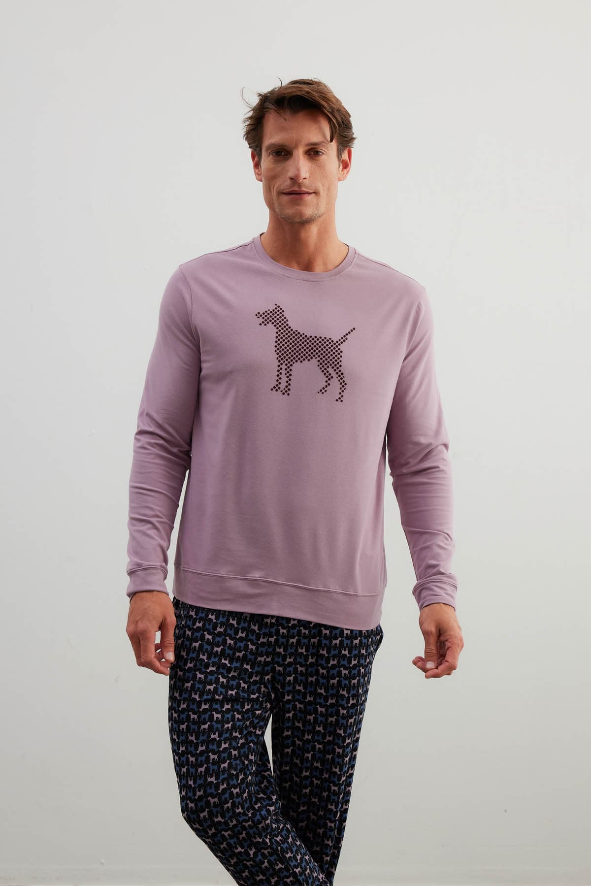 Men's Pink Cotton Pajama Set — view 3