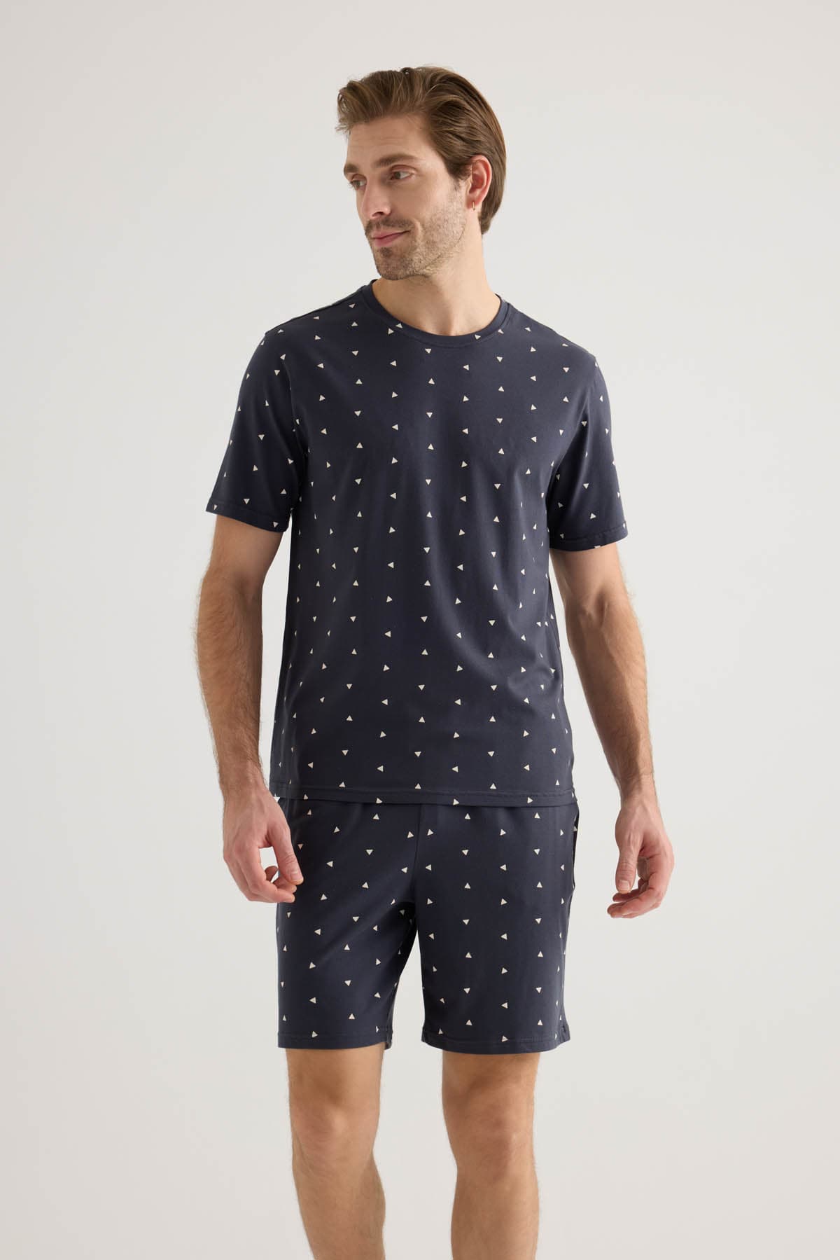 Men's Neutral Printed Cotton Pajama Top — view 1