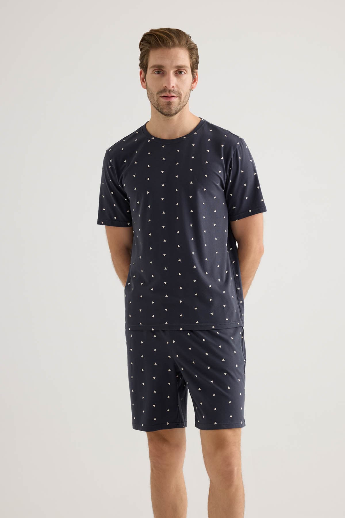 Men's Neutral Printed Cotton Pajama Top — view 2