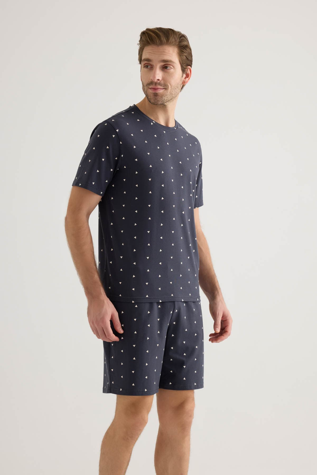 Men's Neutral Printed Cotton Pajama Top — view 4