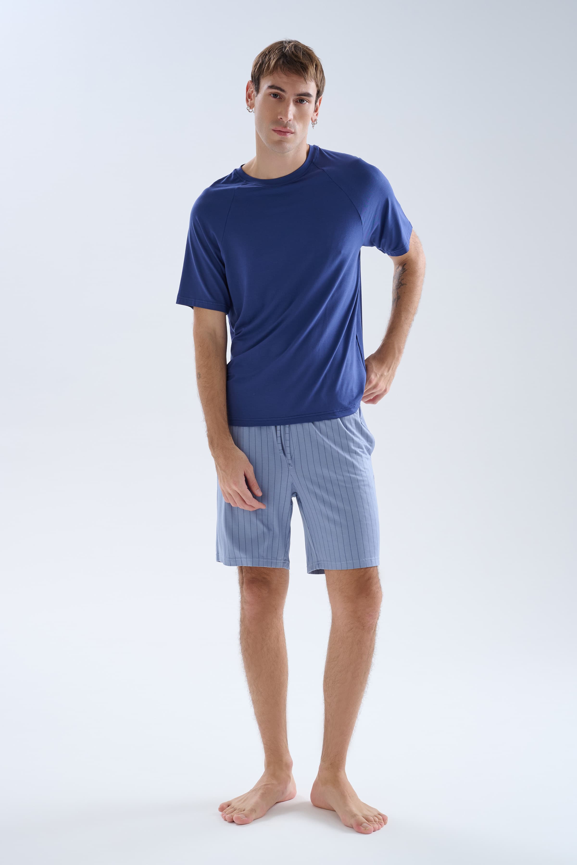 Men's Navy Viscose Pajama Set — view 2