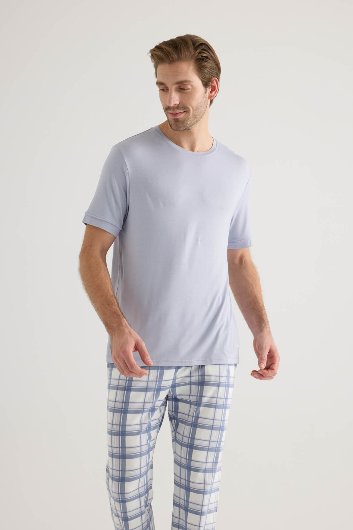 Men's Blue Viscose Pajama Top — view 2