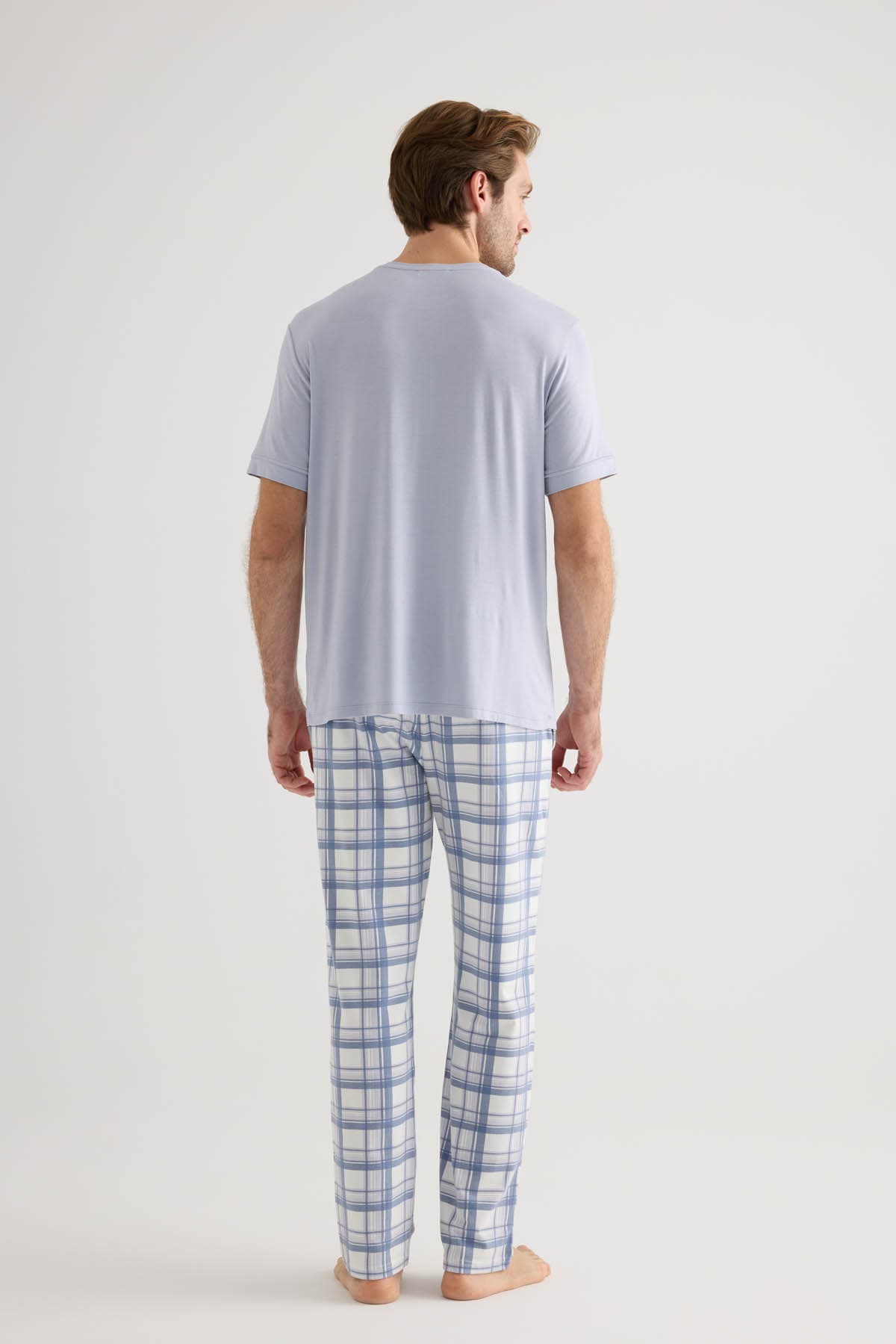 Men's Blue Viscose Pajama Top — view 3