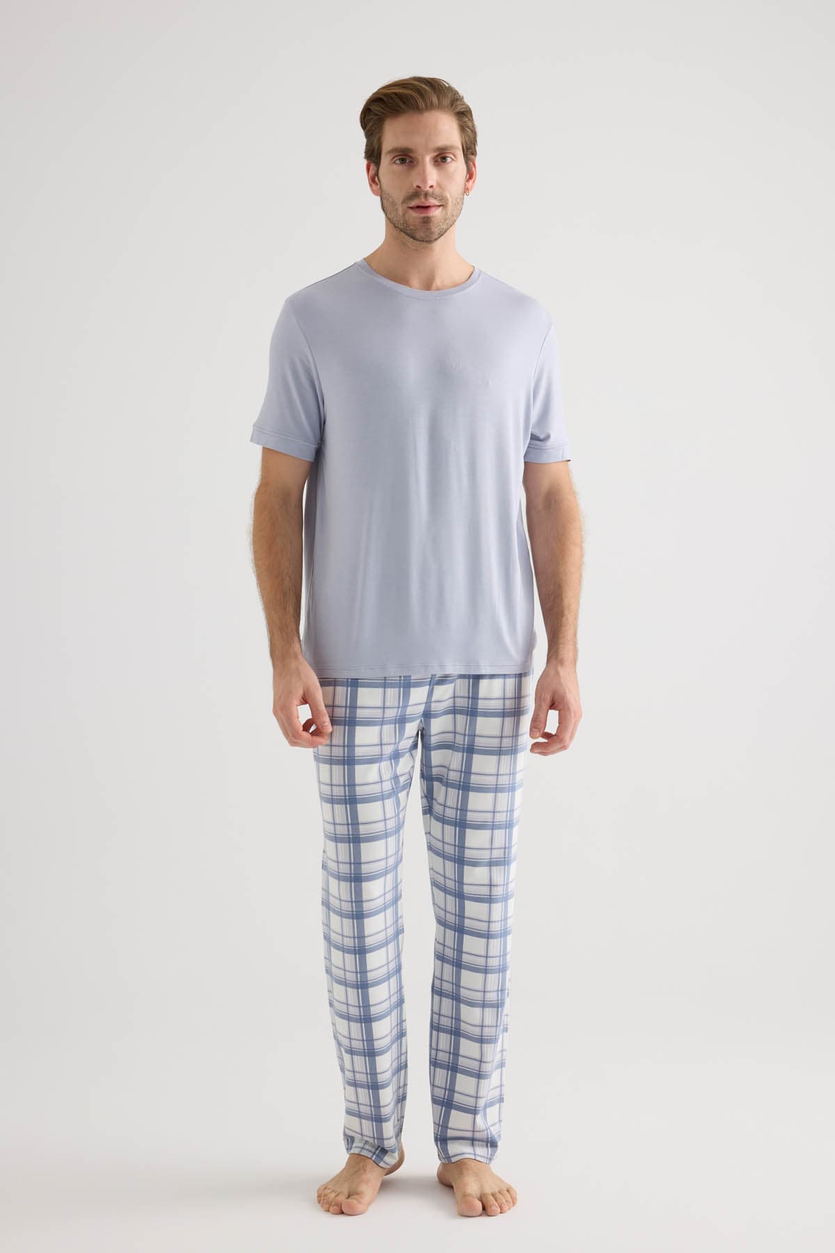 Men's Blue Viscose Pajama Top — view 4