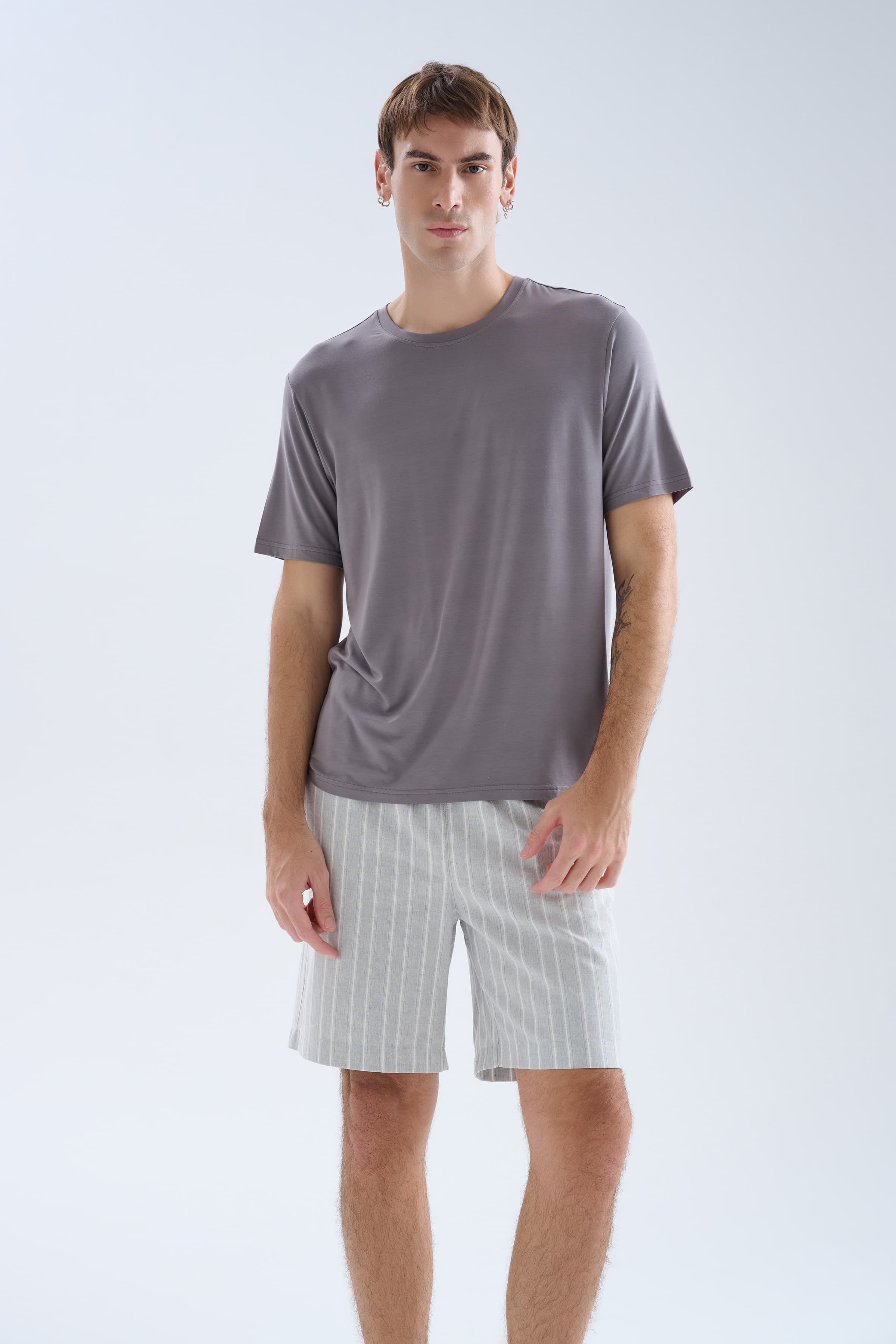 Men's Grey Viscose Pajama Top — view 1
