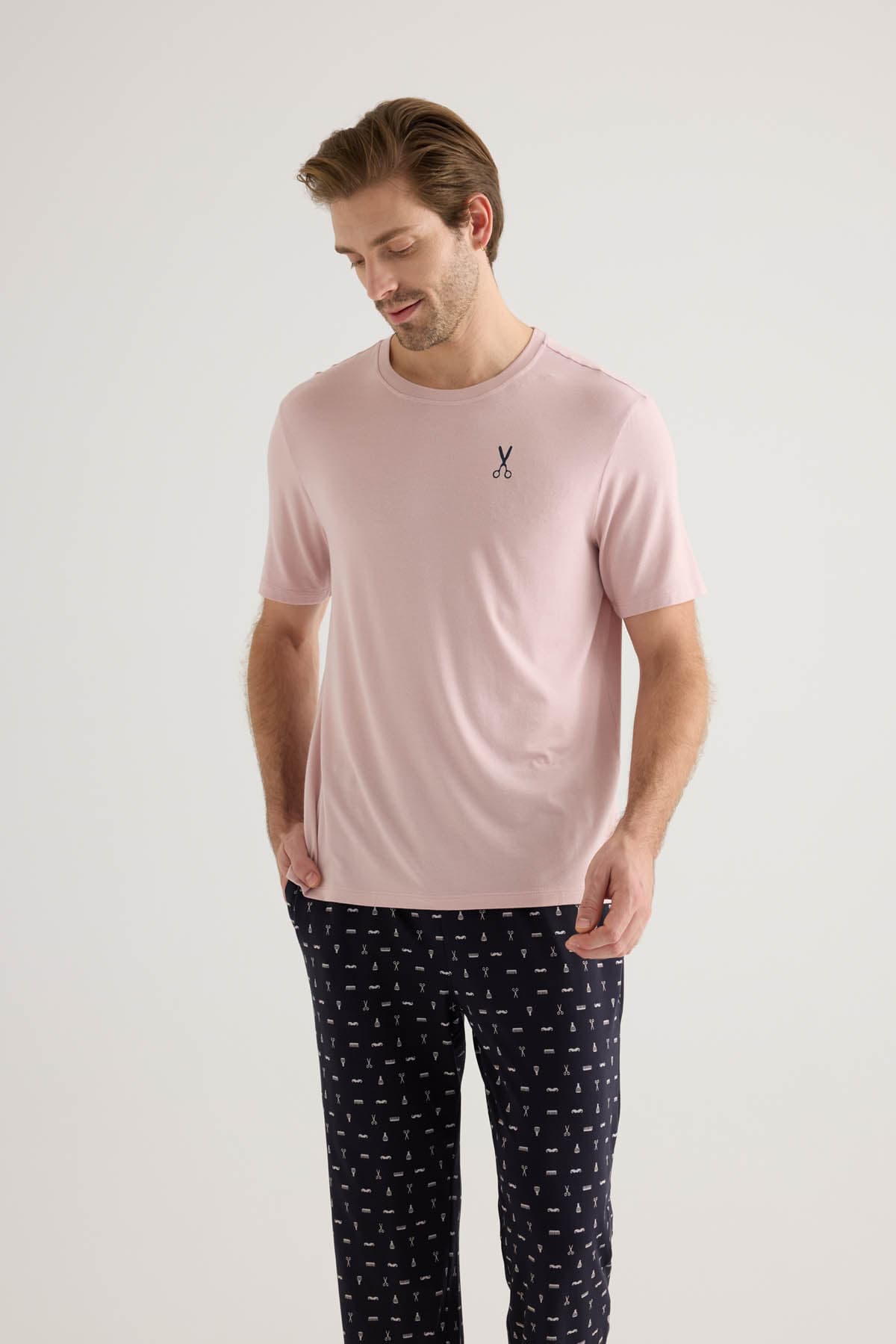 Men's Pink Viscose Pajama Top — view 2