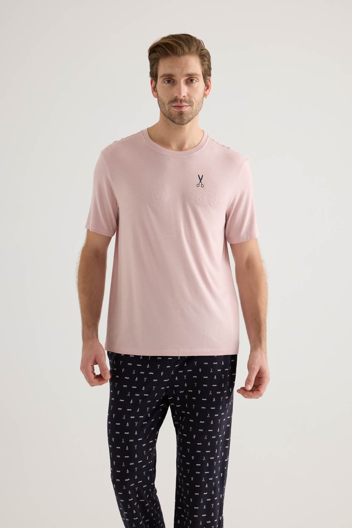 Men's Pink Viscose Pajama Top — view 3