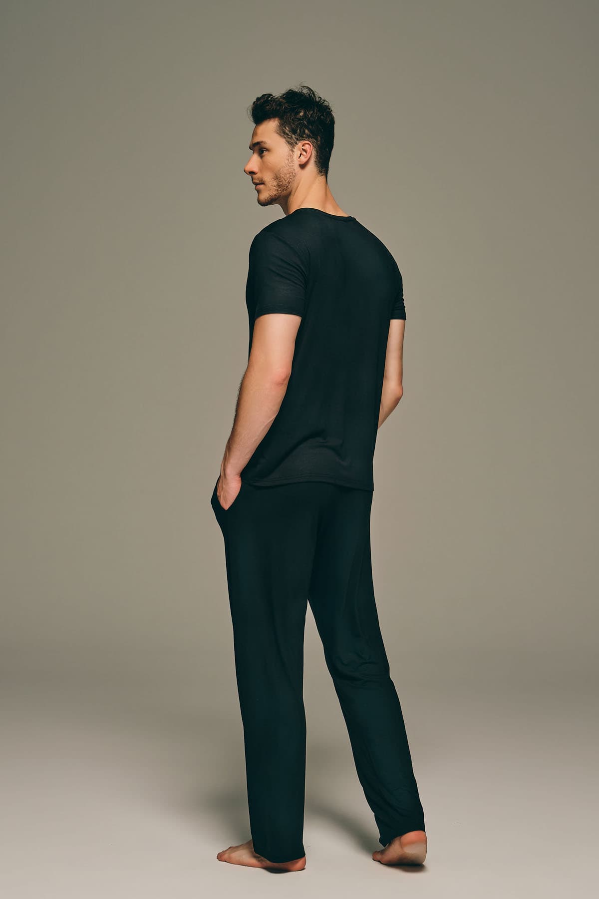 Men's Black Modal Trousers — view 4