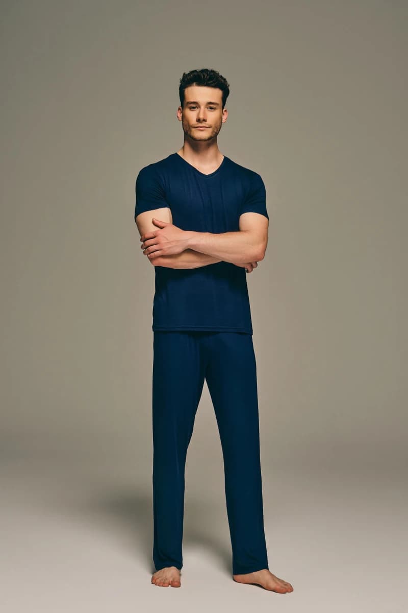 Men's Navy Modal Trousers — view 4