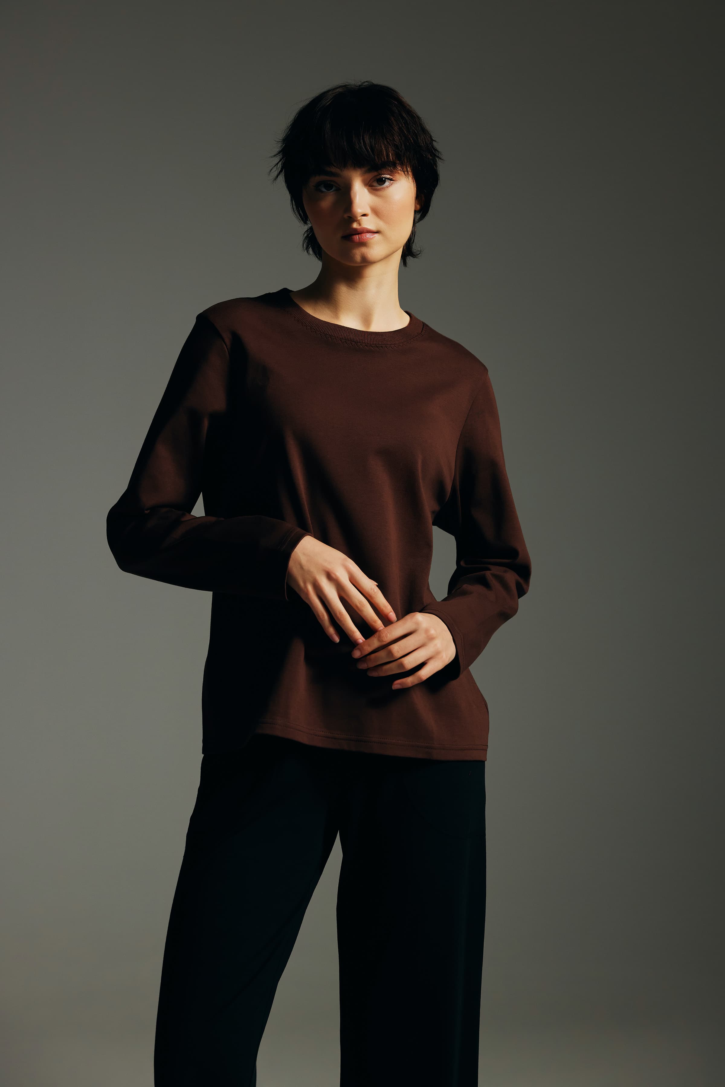 Women's Brown Cotton Tee — view 3
