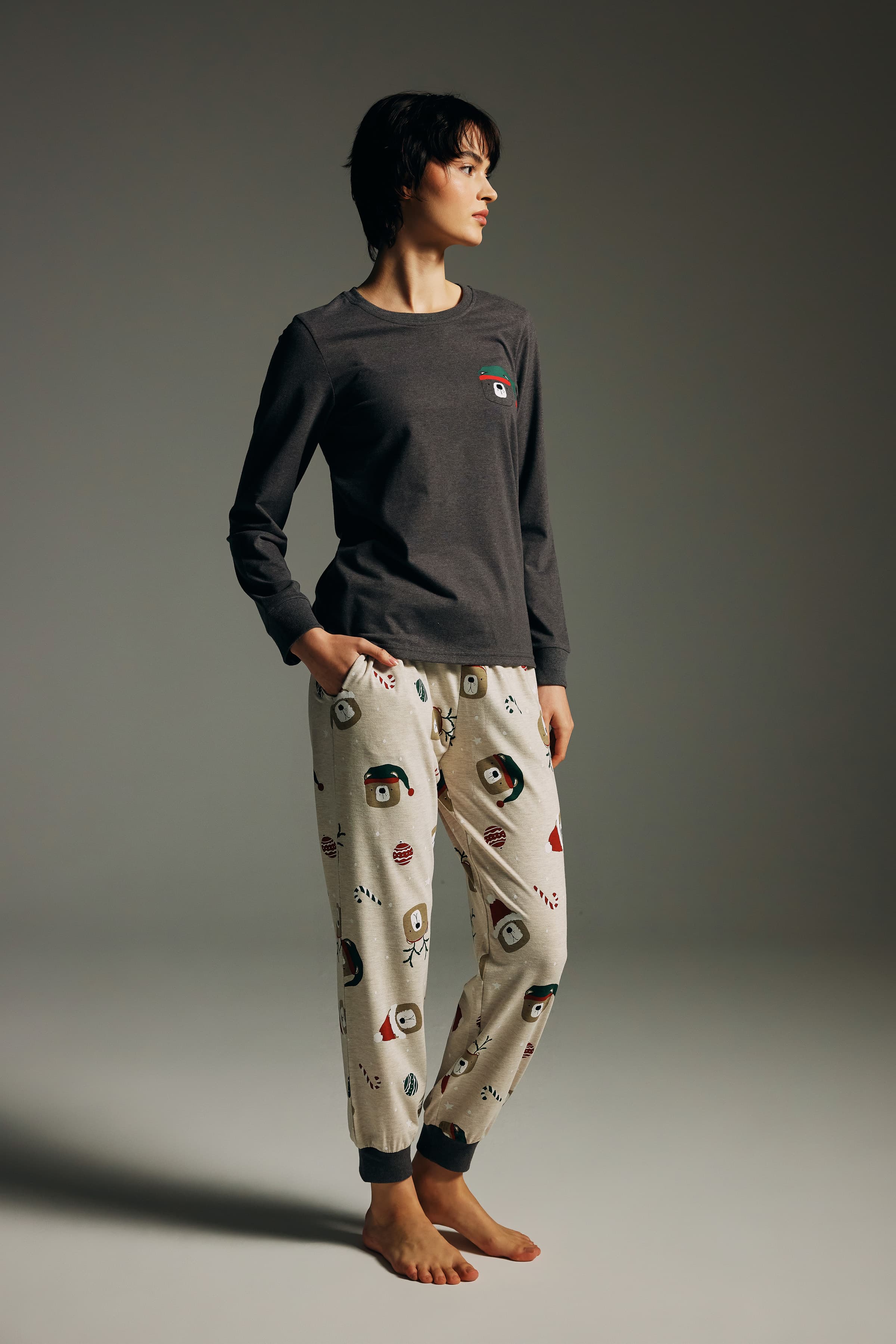 Women's Brown Cotton Pajama Set — view 2