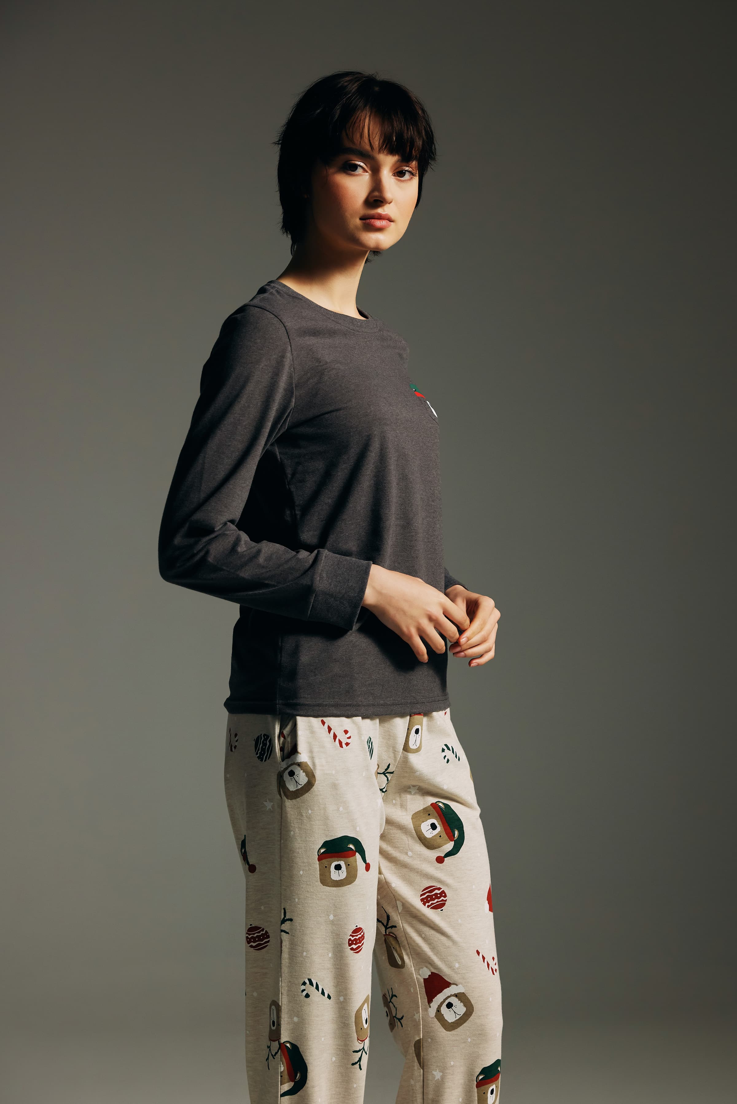 Women's Brown Cotton Pajama Set — view 4