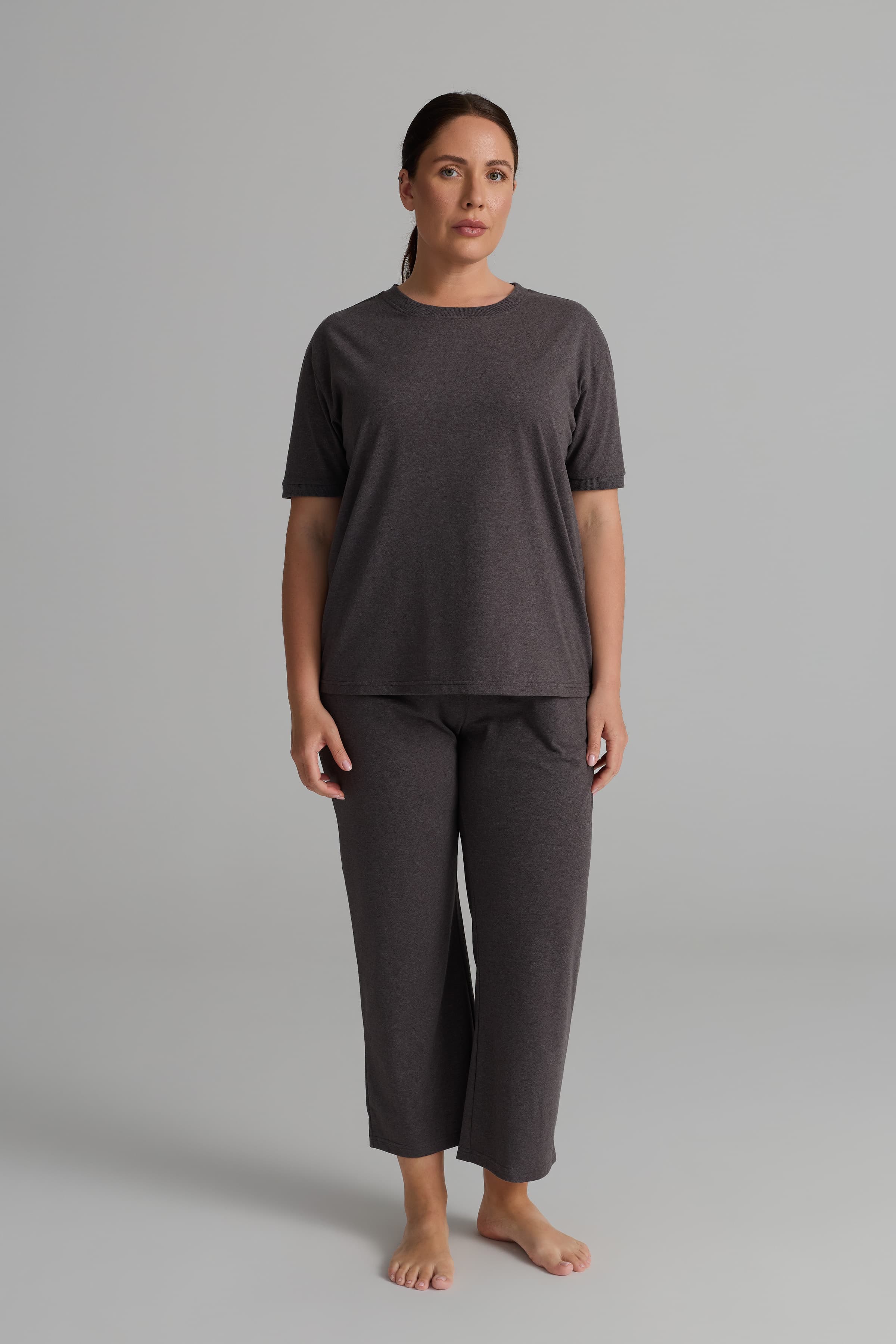 Women's Brown Cotton Pajama Set — view 1