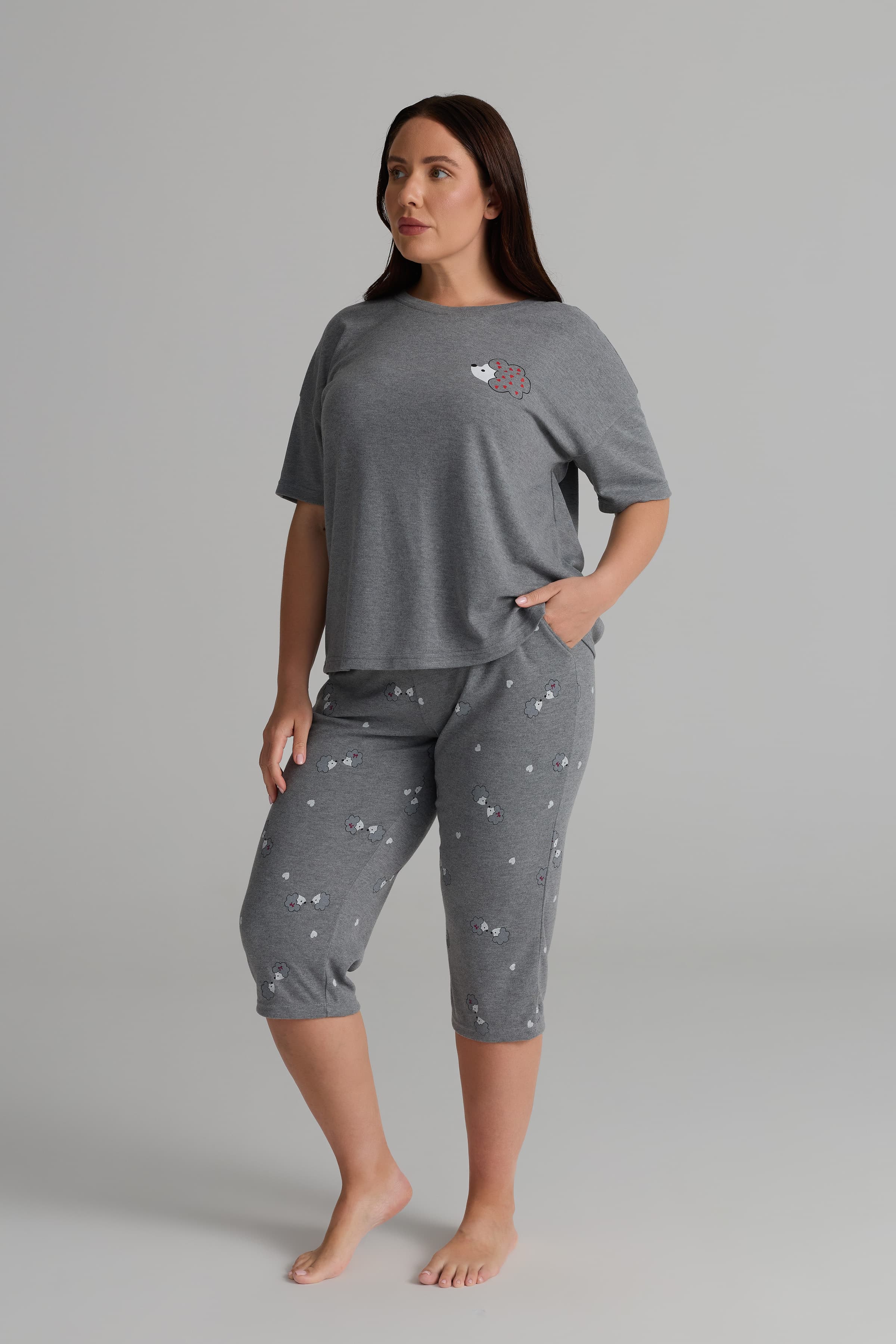 Women's Grey Cotton Pajama Set — view 2