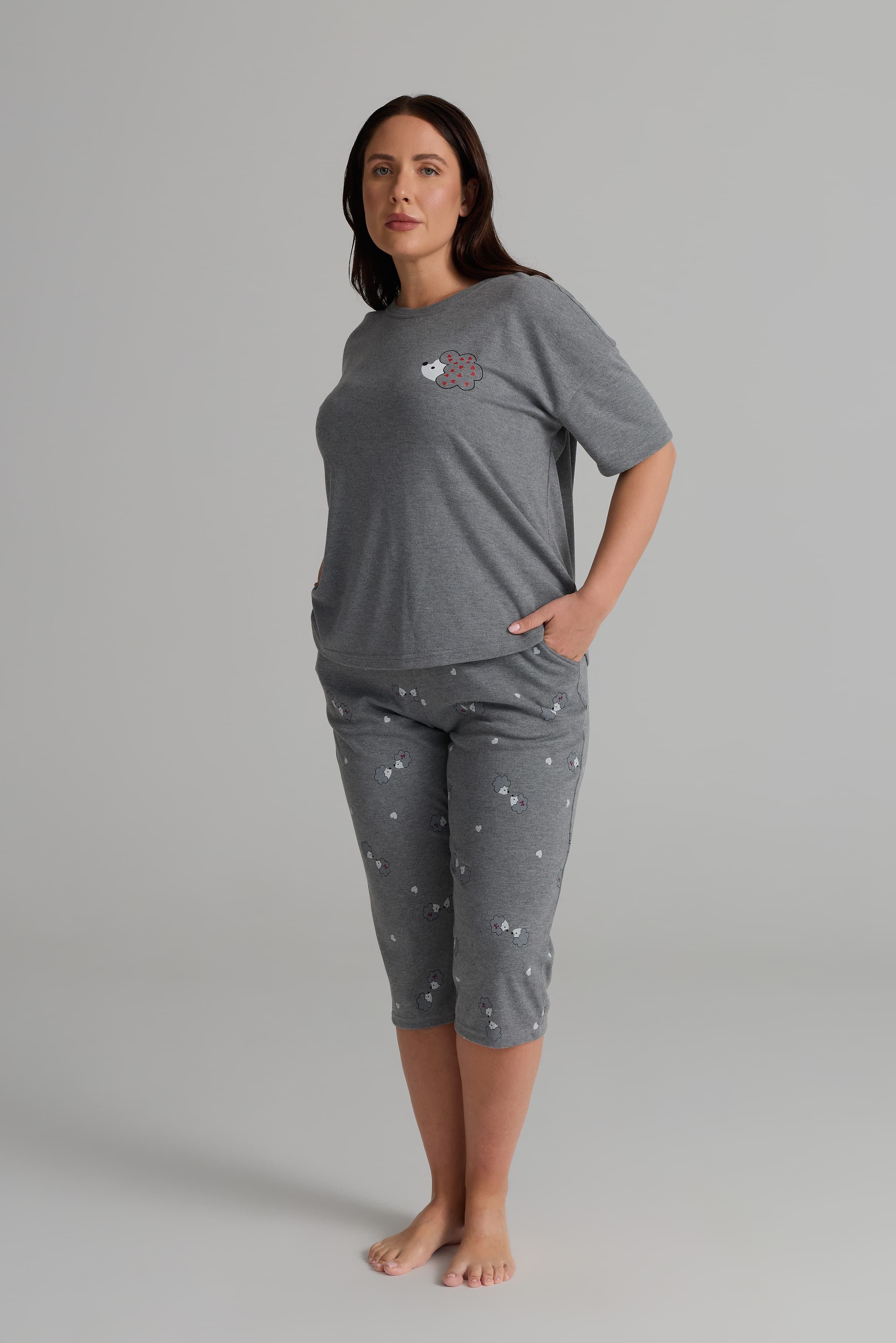 Women's Grey Cotton Pajama Set — view 3