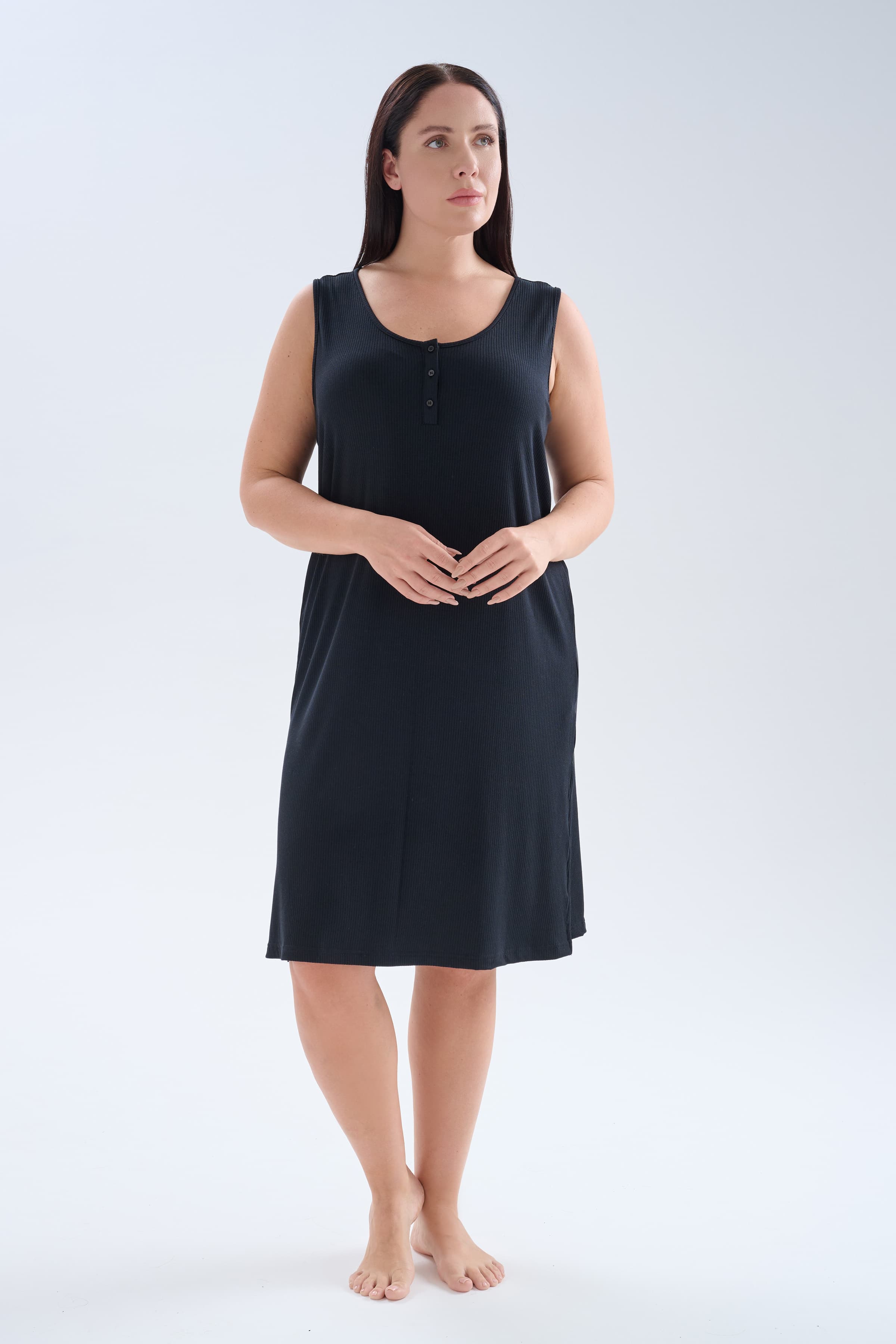 Women's Black Modal Nightgown — view 1