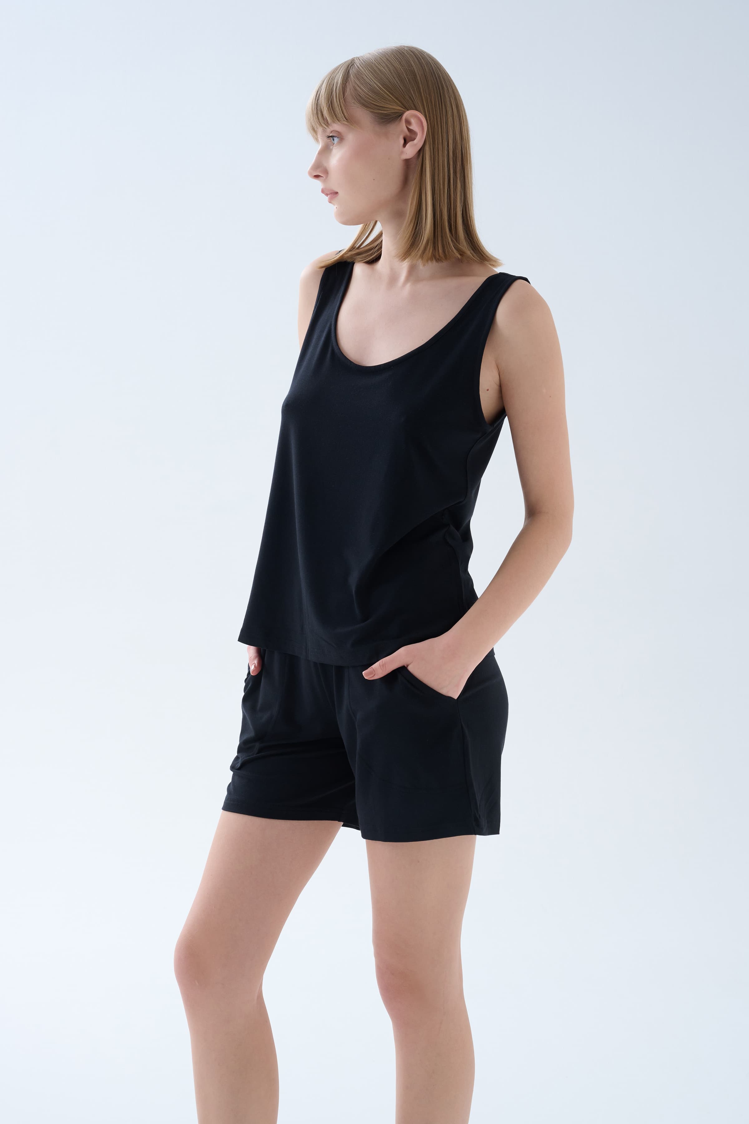 Women's Black Modal Shorts — view 3