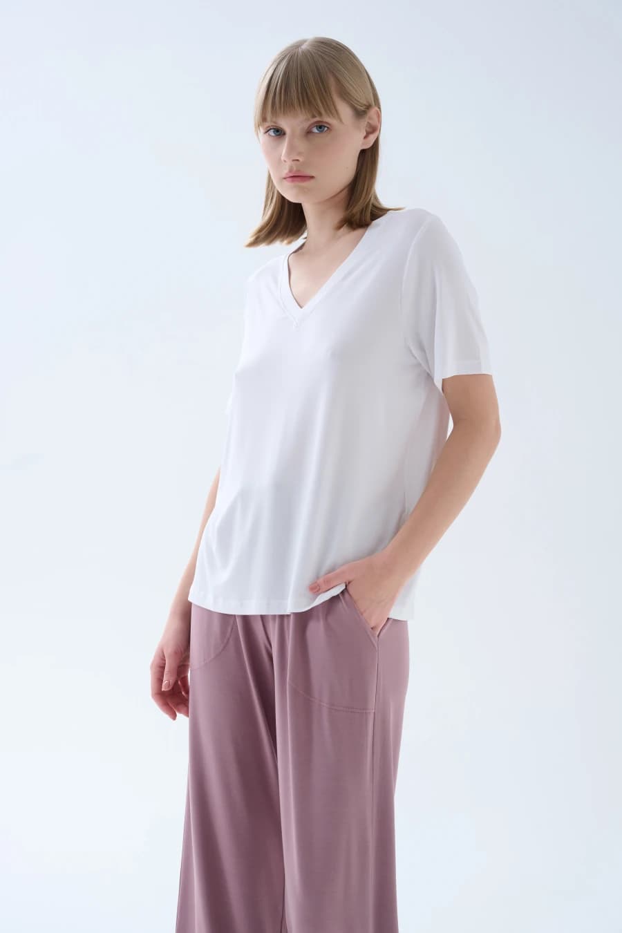 Women's White Modal Tee — view 3