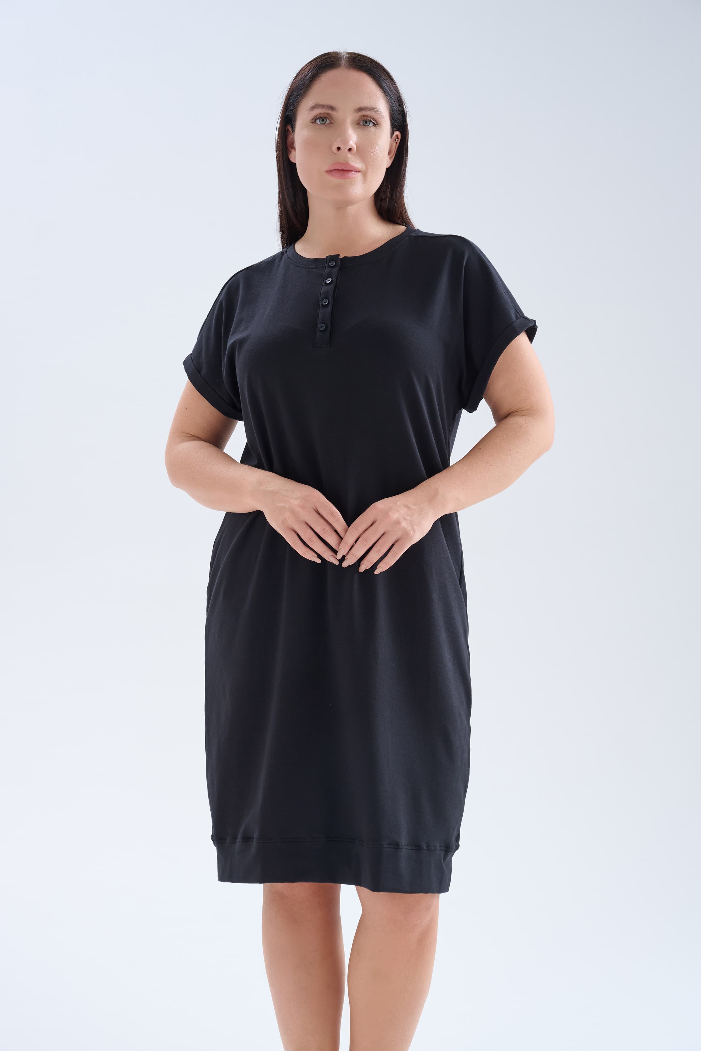 Women's Black Cotton Dress — view 1