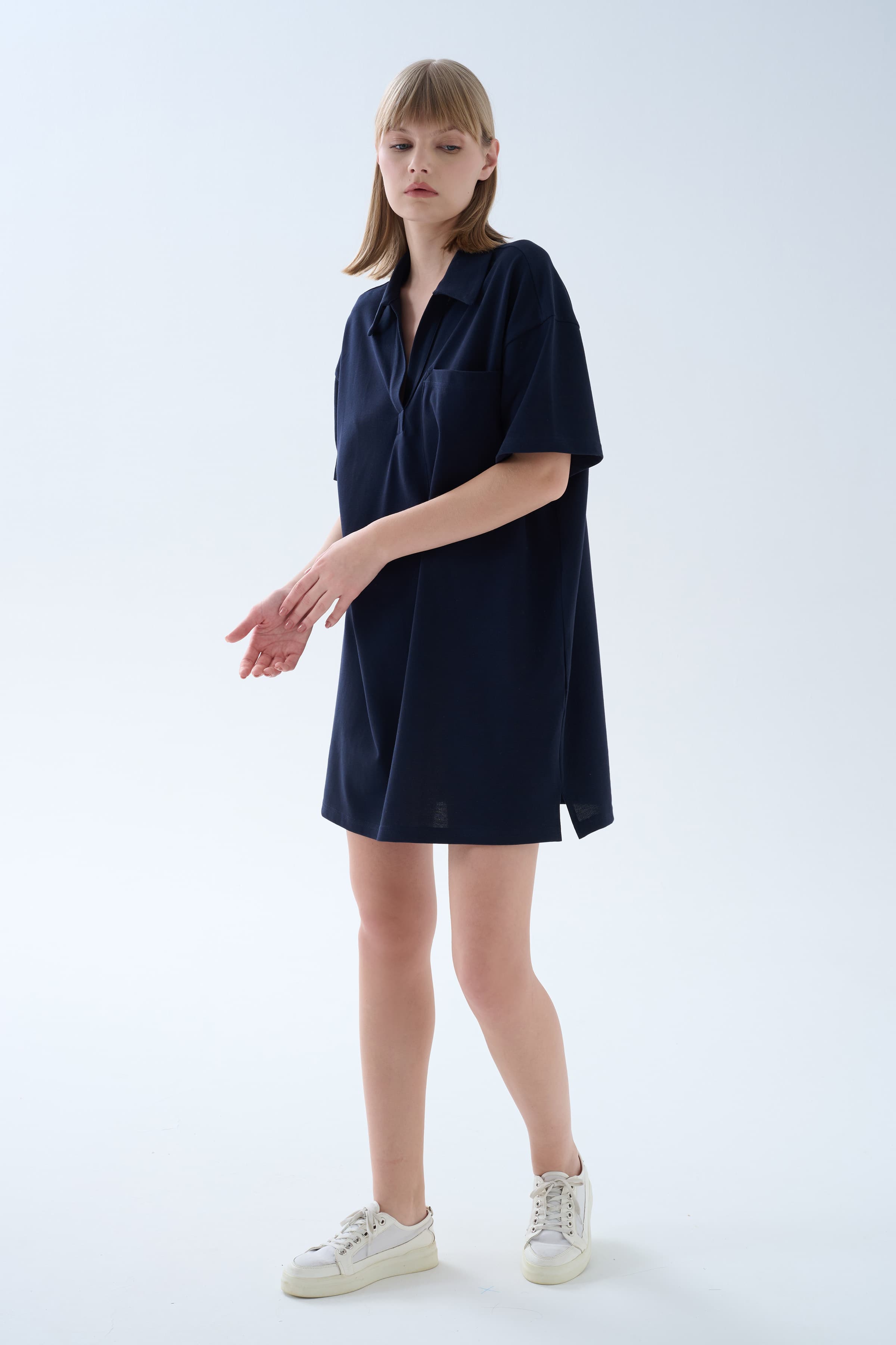 Women's Navy Cotton Dress — view 2