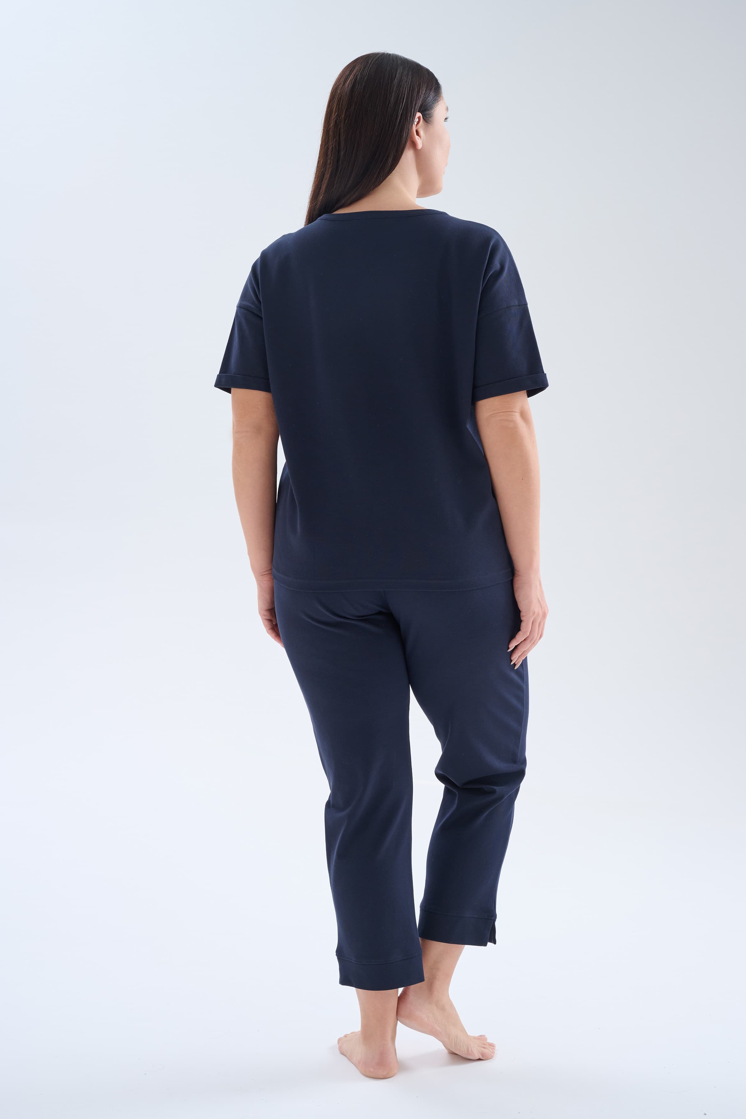 Women's Navy Cotton Lounge Set — view 3