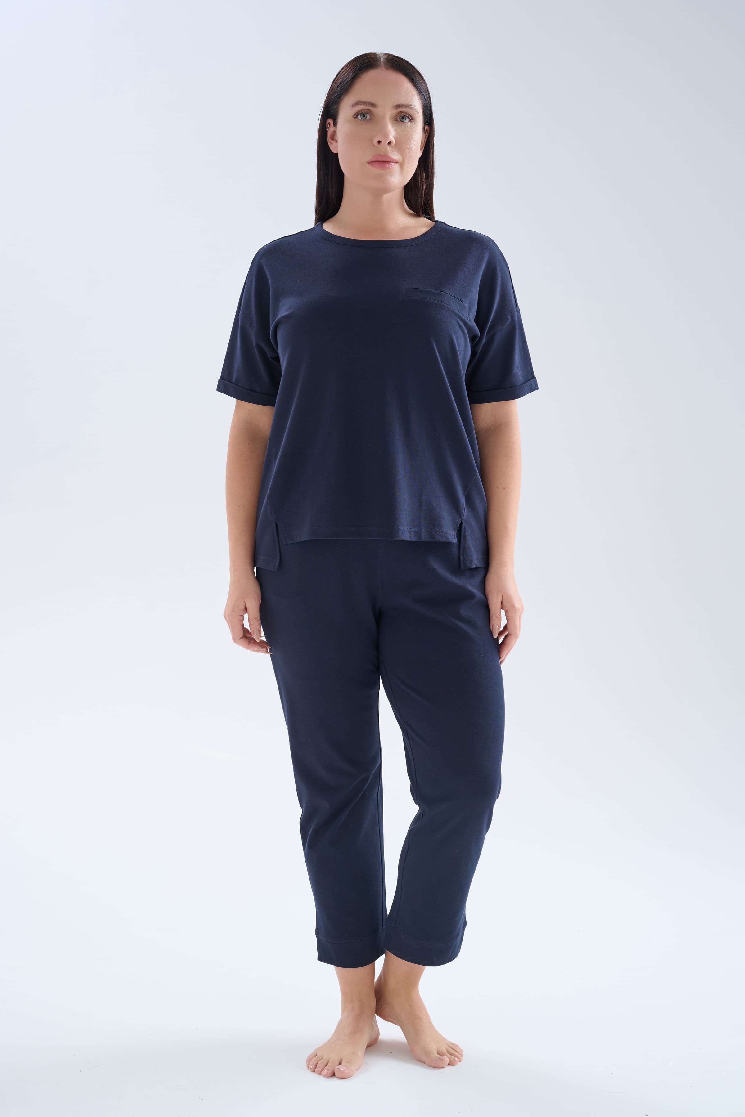 Women's Navy Cotton Lounge Set — view 4