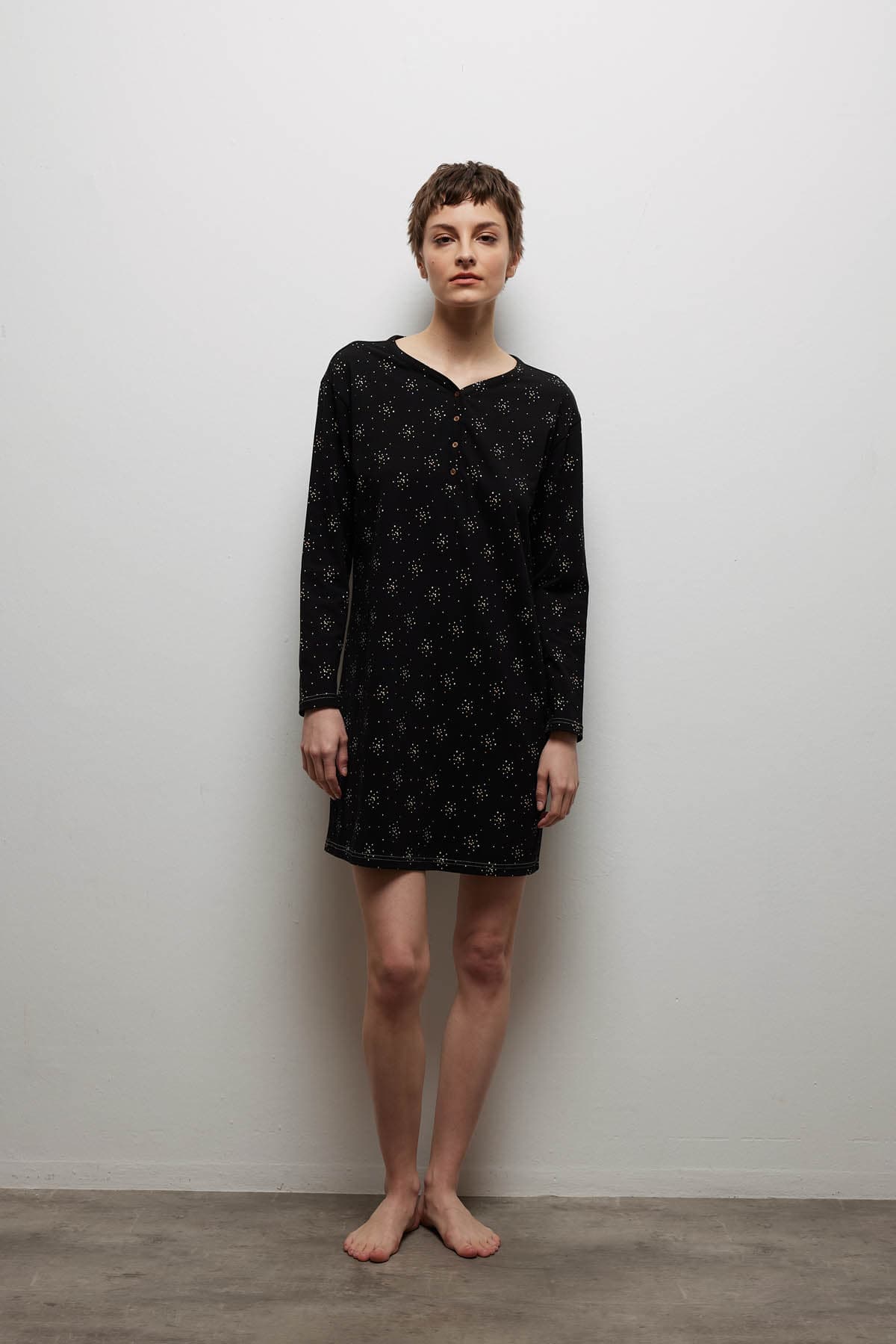 Women's Black Cotton Nightgown — view 2