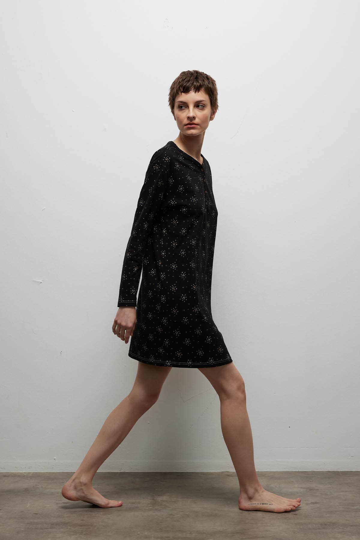 Women's Black Cotton Nightgown — view 3