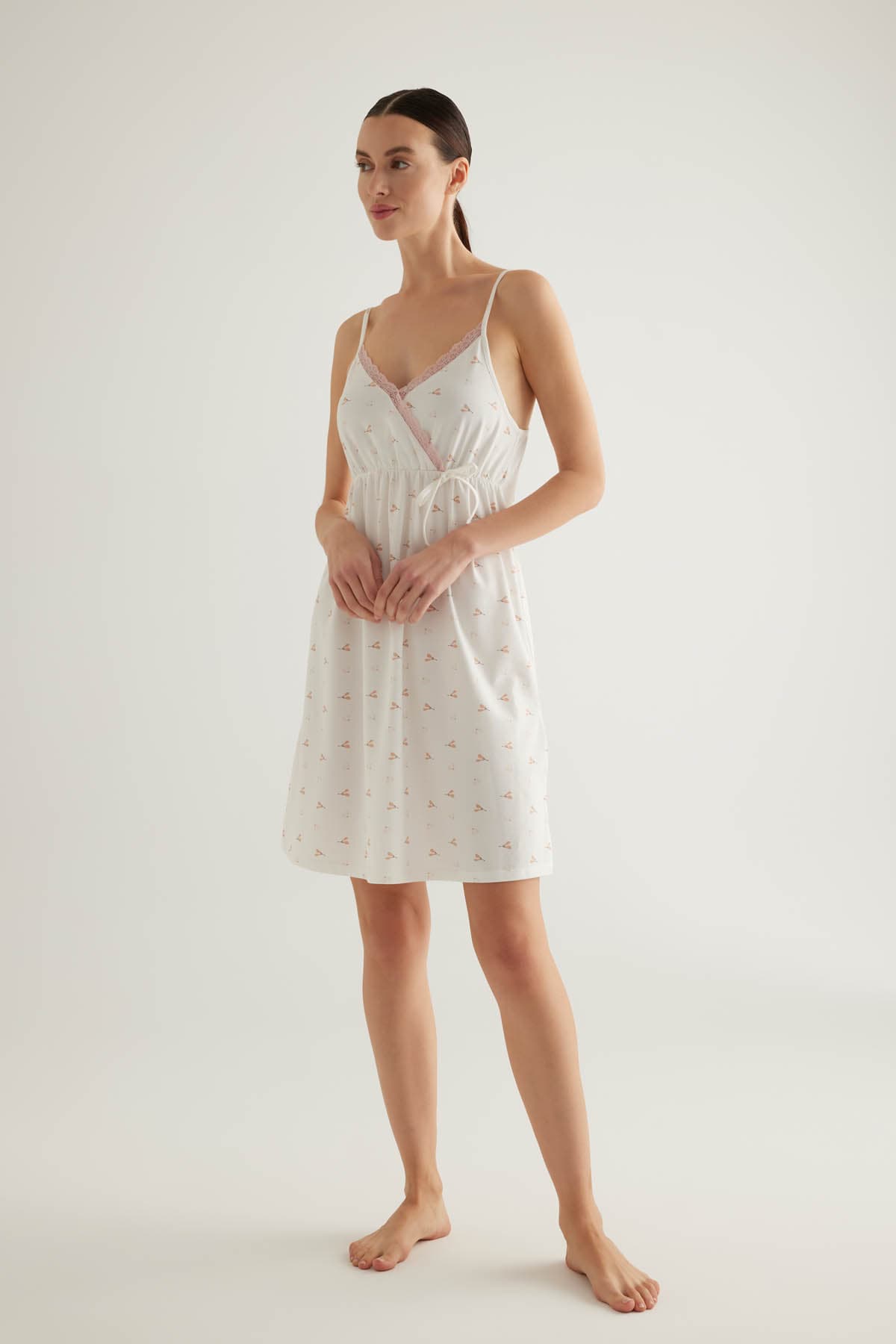 Women's Brown Floral Cotton Nightgown — view 4