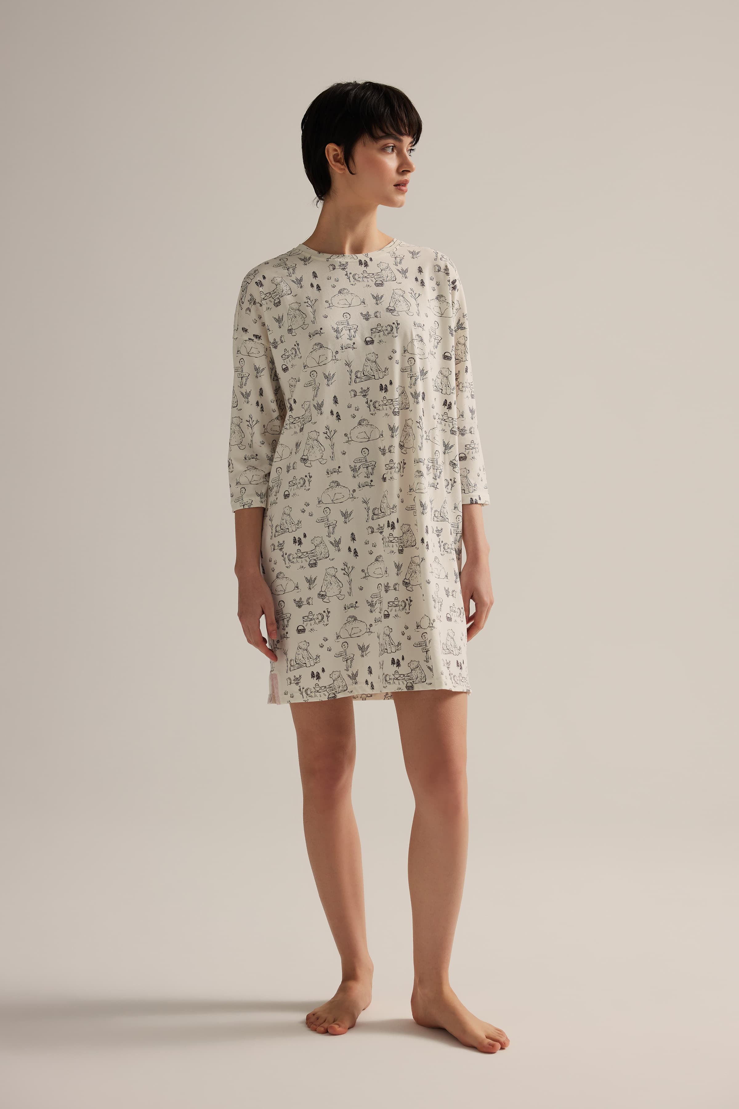 Women's Grey Cotton Nightgown — view 3